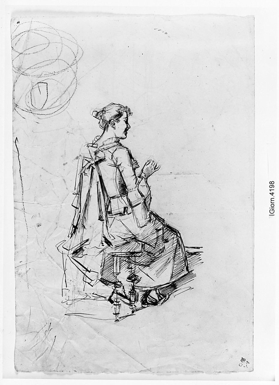 figura femminile (disegno) di Cecchi Adriano (sec. XX)