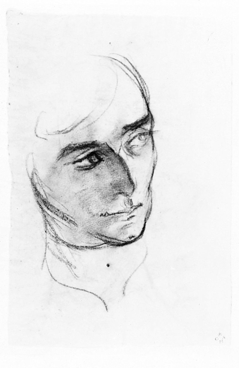 testa d'uomo (r.), testa d'uomo (v.) (disegno) di Chaplin Elisabeth (sec. XX)