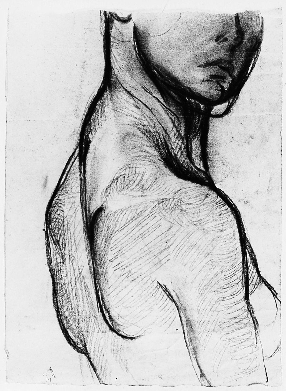 figura femminile nuda (r.), figura femminile (v.) (disegno) di Chaplin Elisabeth (sec. XX)