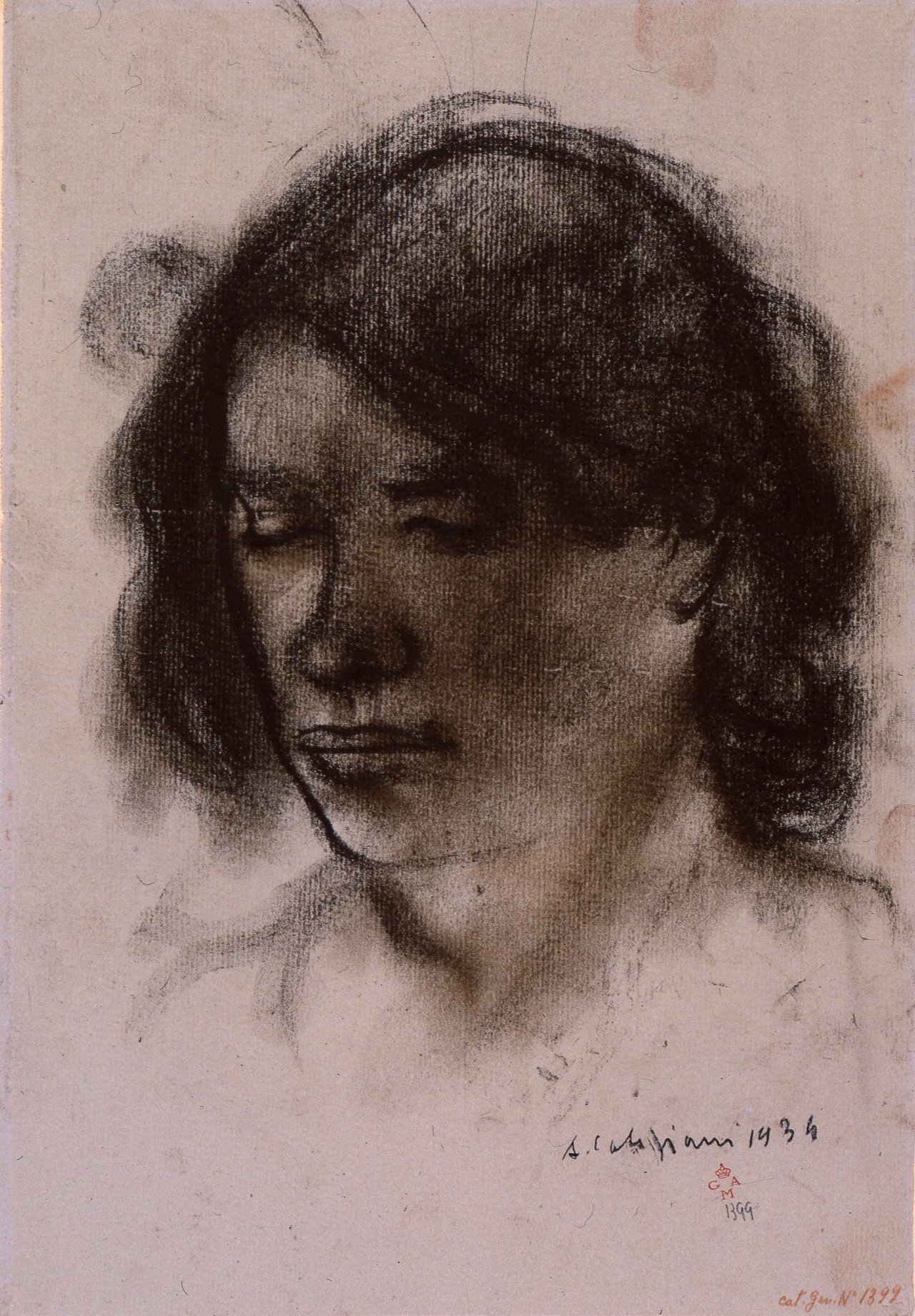 ritratto della moglie di Alberto Caligiani, ritratto di donna (disegno) di Caligiani Alberto (sec. XX)
