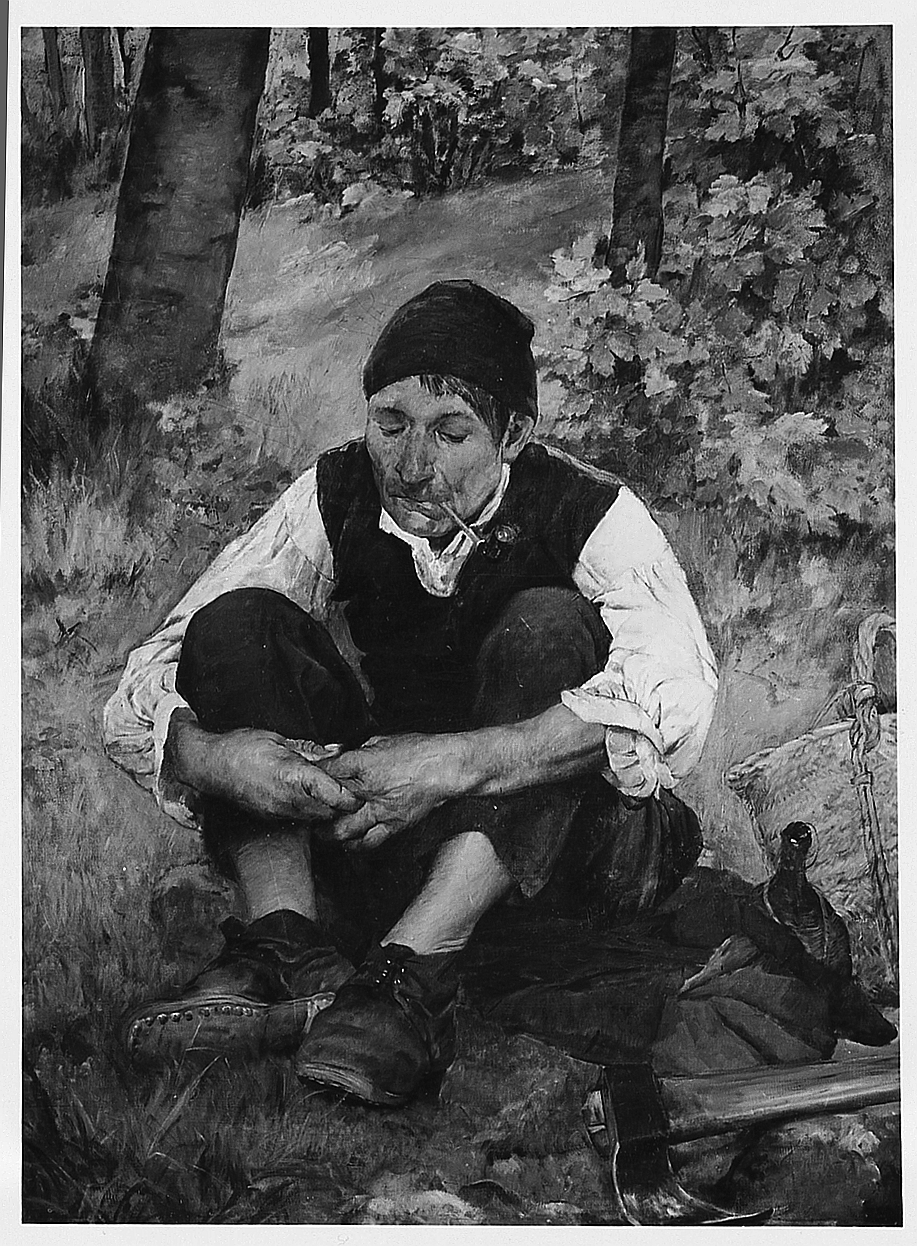 Il boscaiolo, boscaiolo (dipinto) di Ferroni Egisto (sec. XIX)