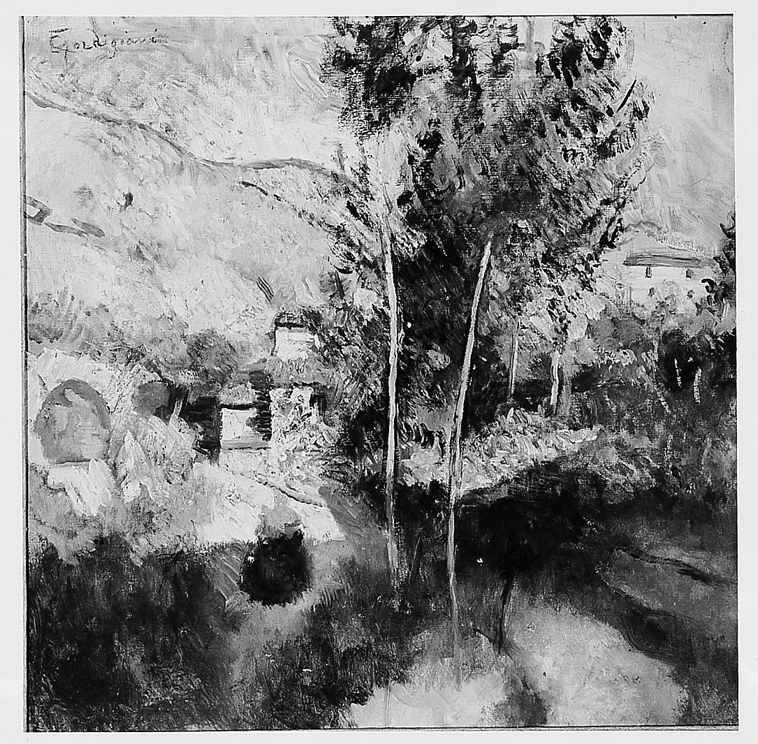 Paese, paesaggio rurale (dipinto) di Gordigiani Eduardo (sec. XX)