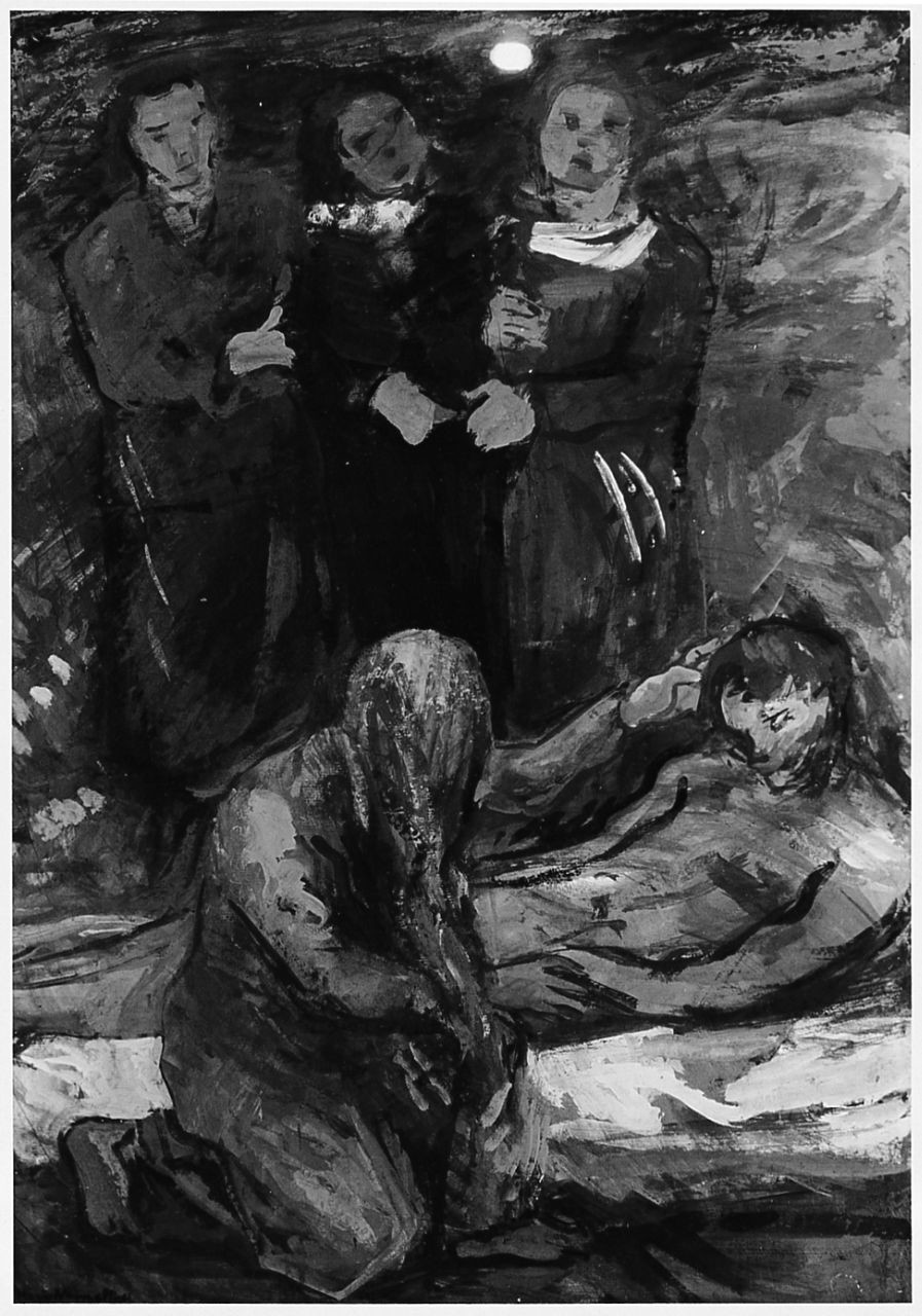 compianto sul Cristo morto (dipinto) di Nomellini Vittorio (sec. XX)