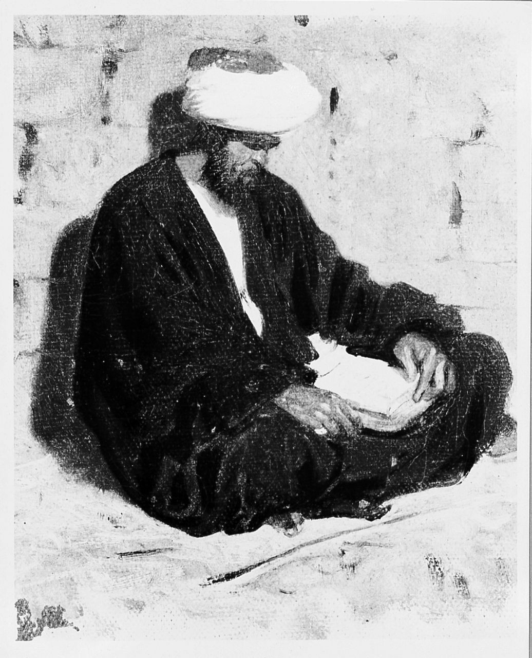 beduino seduto, figura maschile seduta (dipinto) di Ussi Stefano (sec. XIX)