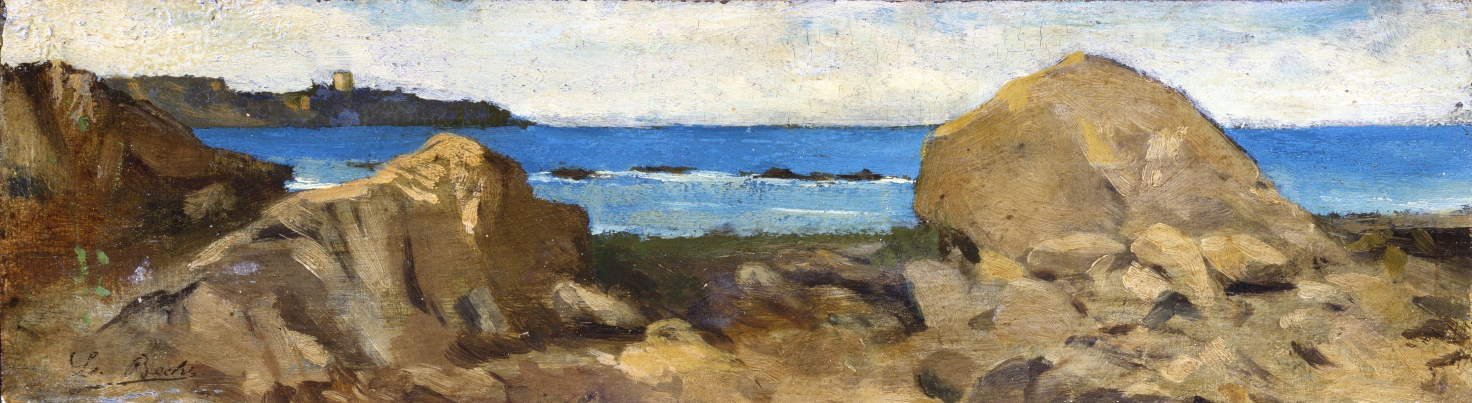 paesaggio marino (dipinto) di Bechi Luigi (sec. XX)