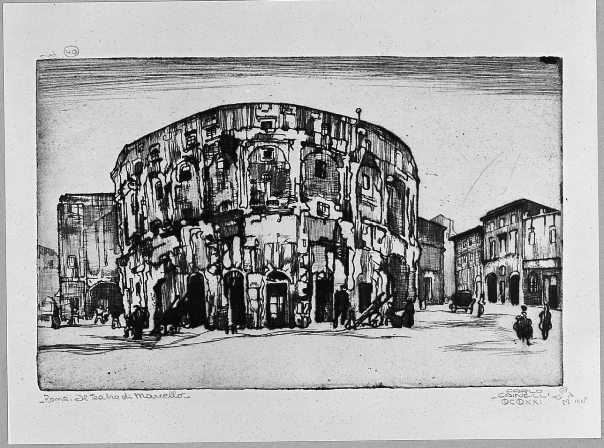 Roma. Il teatro Marcello (stampa) di Cainelli Carlo (sec. XX)