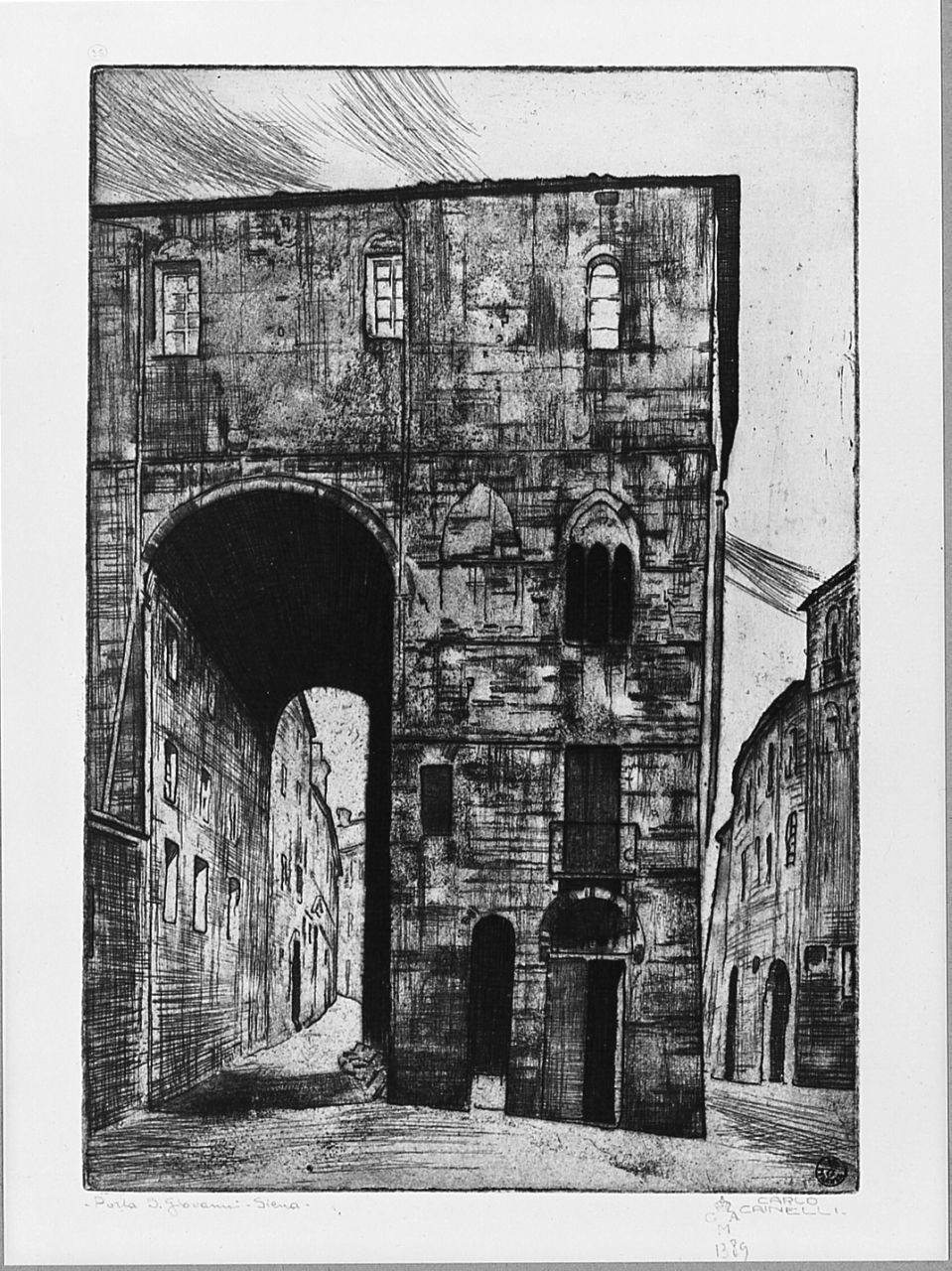 Porta San Giovanni. Siena (stampa) di Cainelli Carlo (sec. XX)