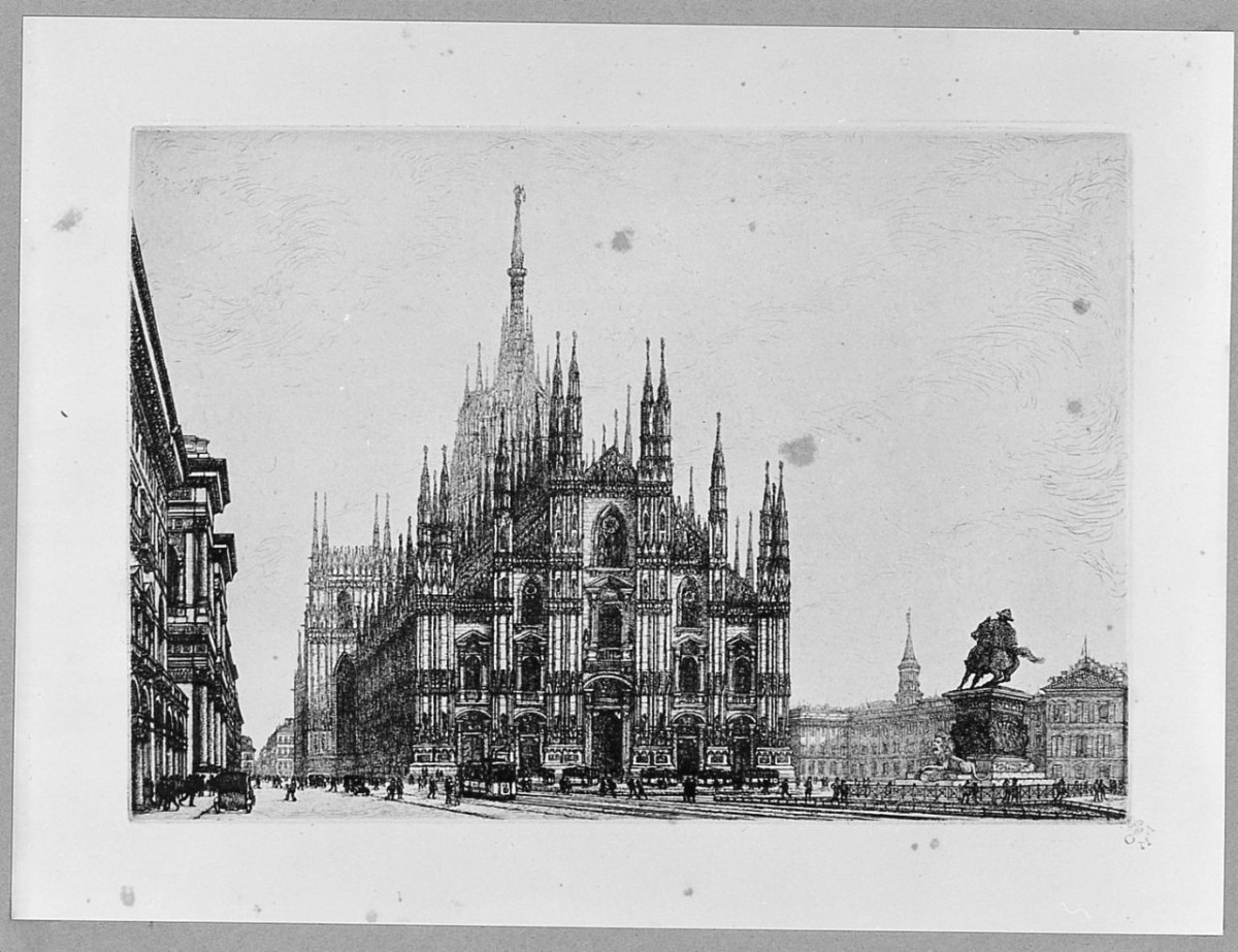 Il Duomo di Milano (stampa) di Carbonati Antonio (sec. XX)