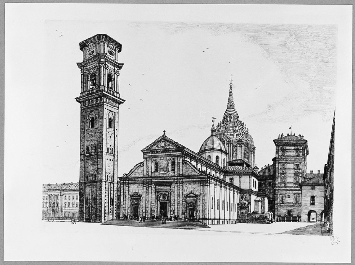 Il Duomo di Torino (stampa) di Carbonati Antonio (sec. XX)