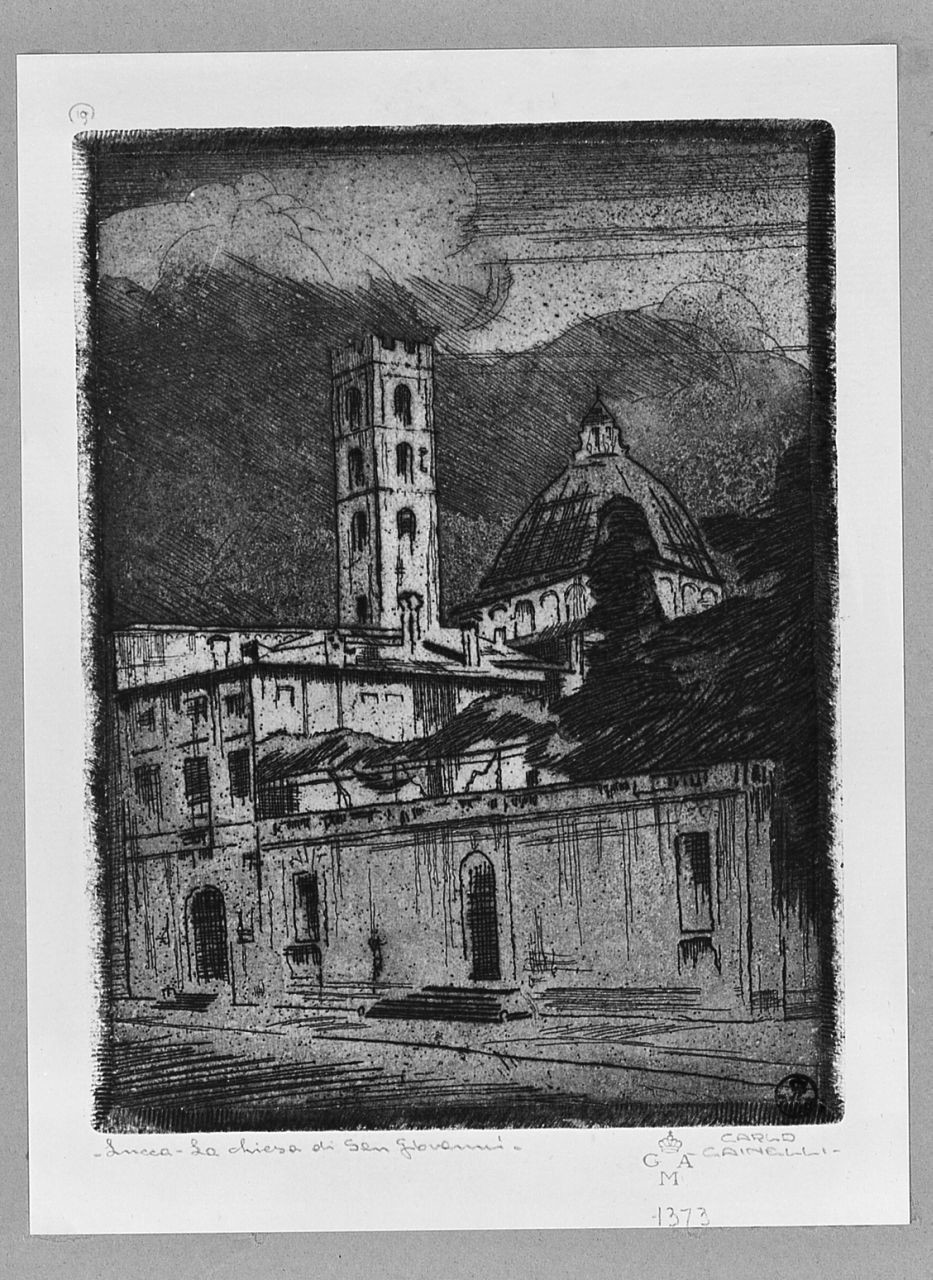 Chiesa di San Giovanni a Lucca (stampa) di Cainelli Carlo (sec. XX)