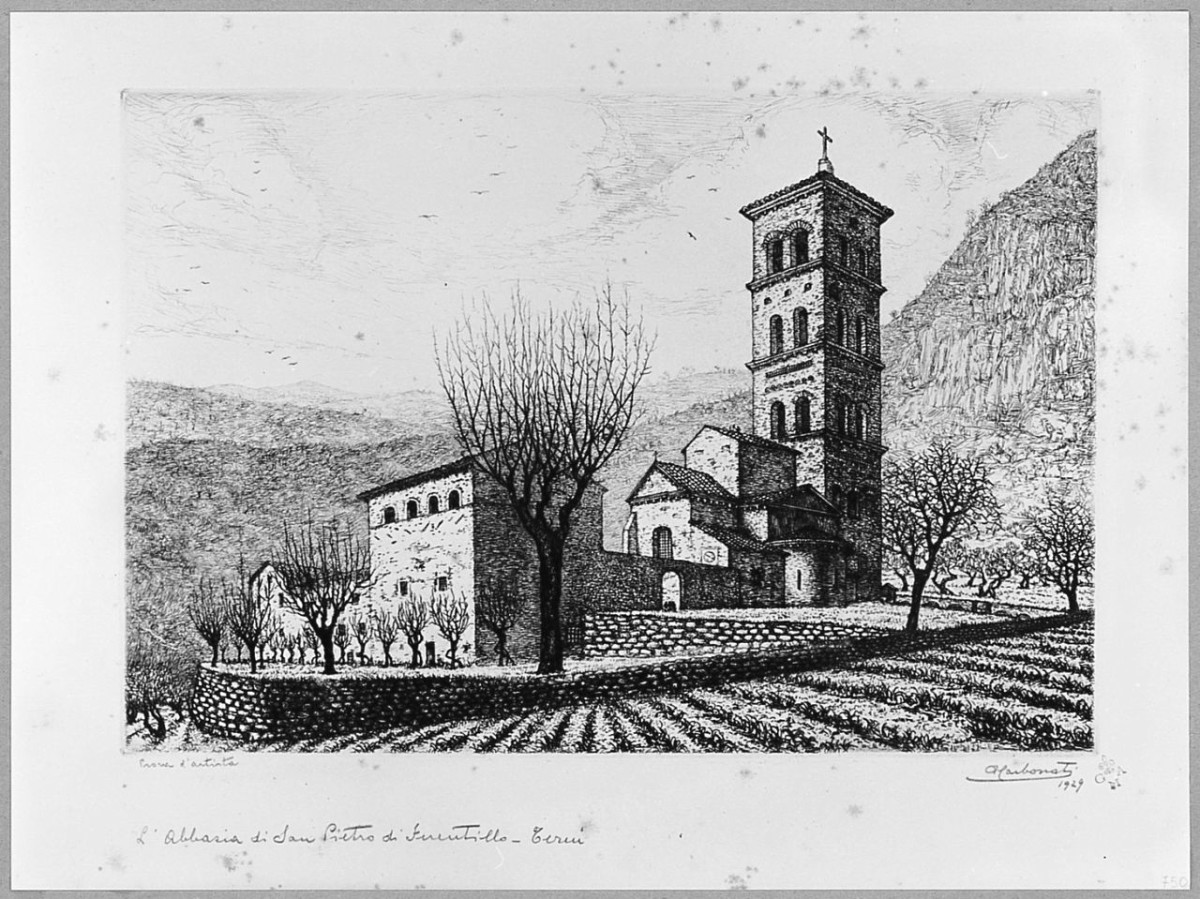 L'abbazia di S.Pietro di Ferentillo - Terni (stampa) di Carbonati Antonio (sec. XX)