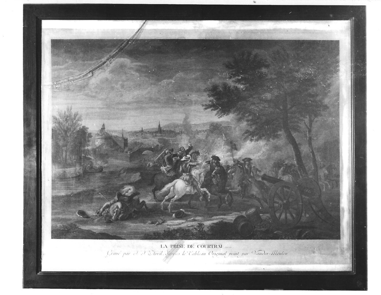 La presa di Courtrai, scena di battaglia (stampa) di Auril Jean Jaques (secolo XVIII)