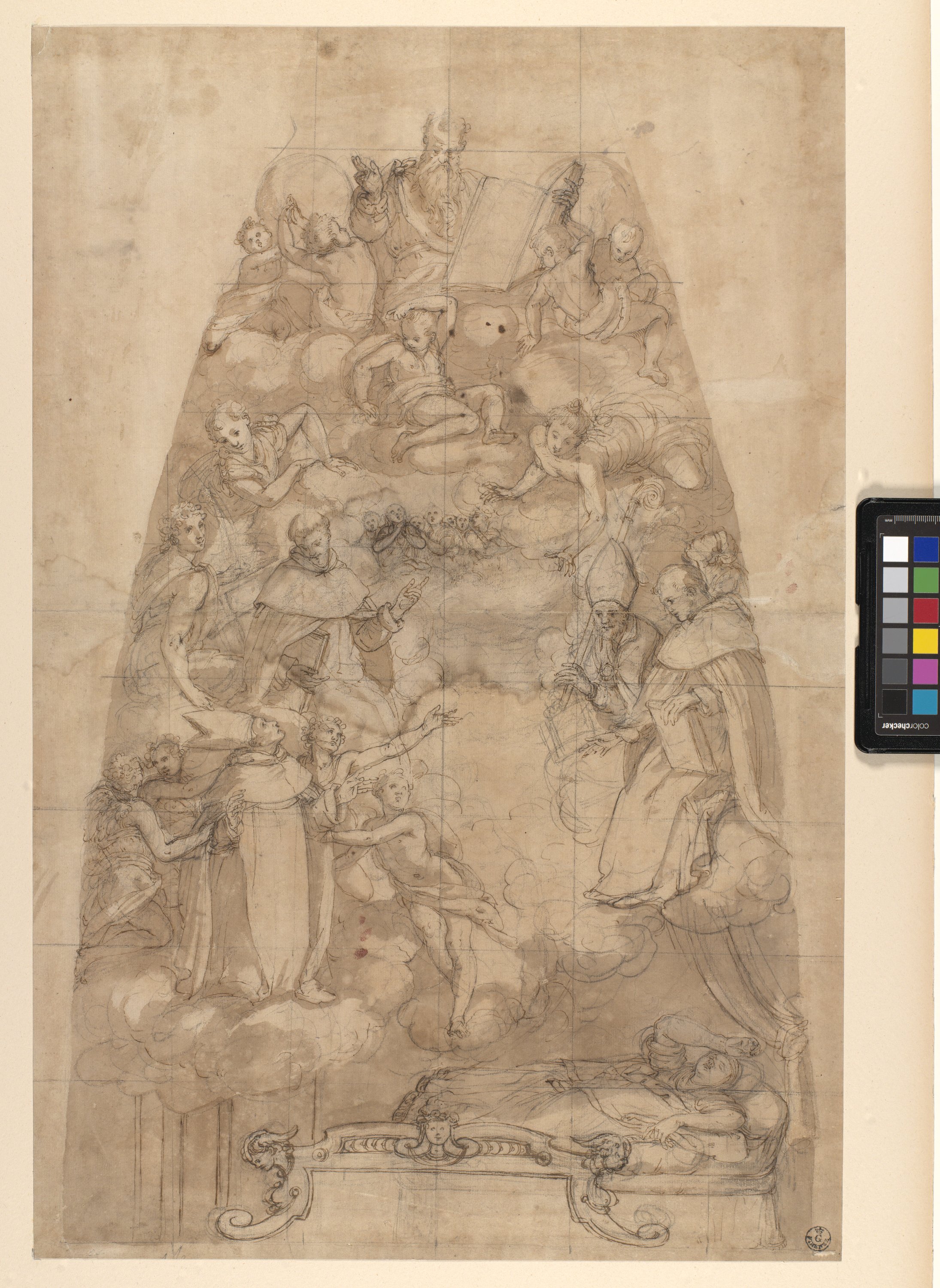 suora domenicana che sogna Sant'Antonino (disegno) di Allori Alessandro (sec. XVI)