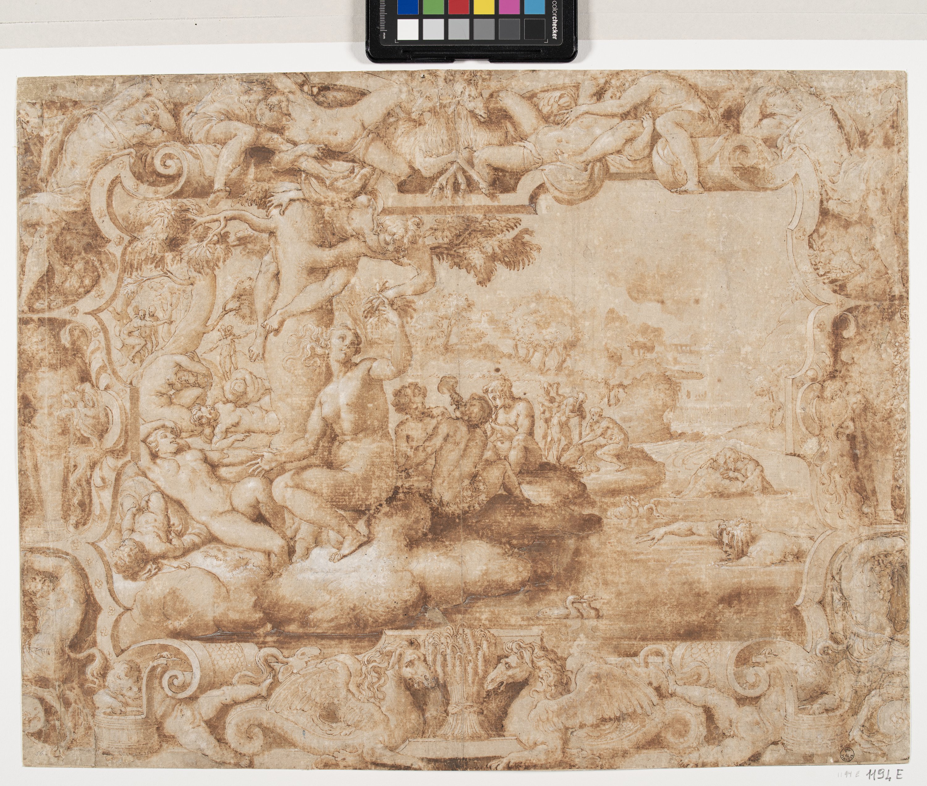 Studio preparatorio per un arazzo con allegoria dell'estate (disegno) di Salviati Francesco (secondo quarto XVI)