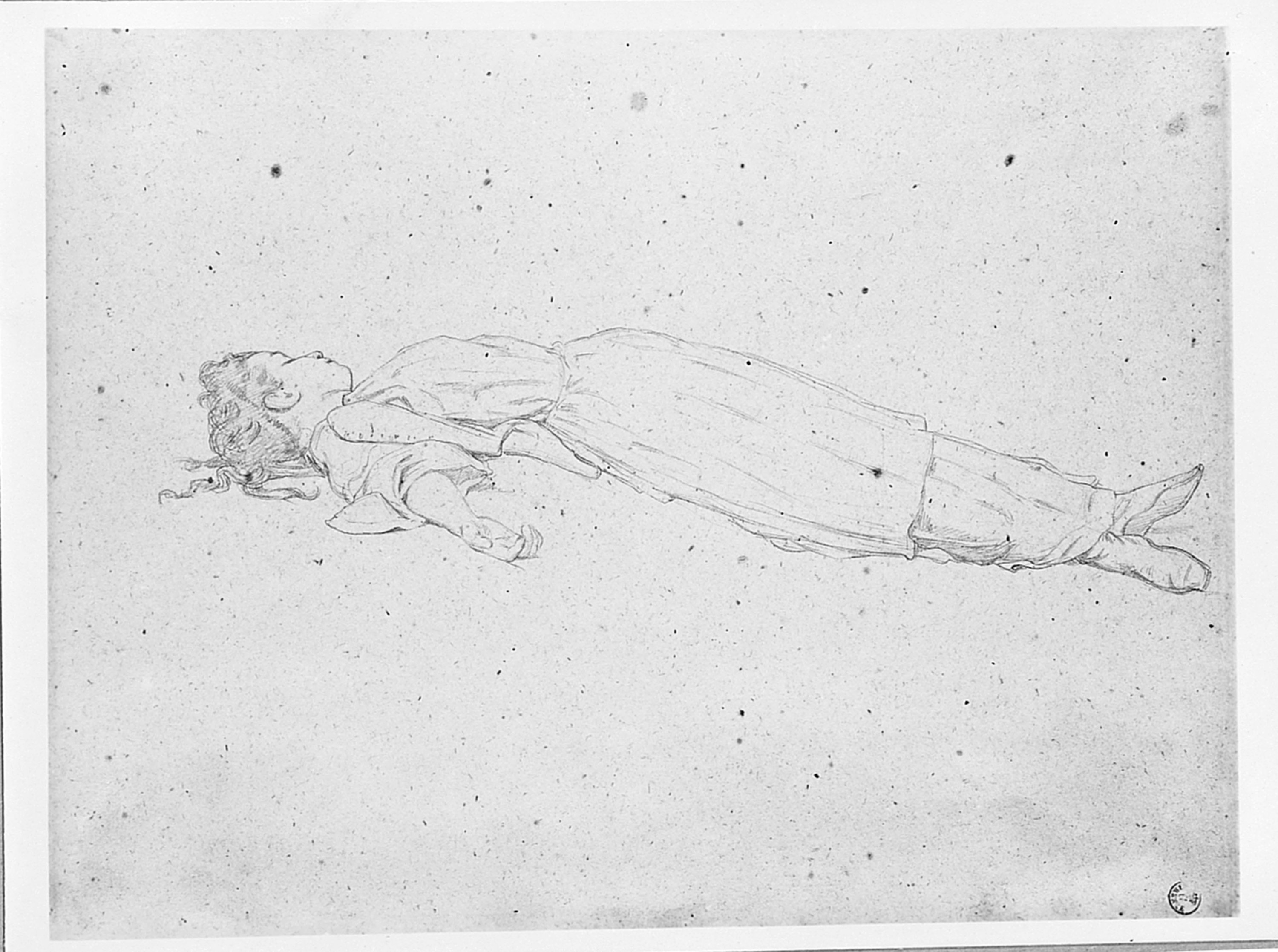 figura femminile distesa (disegno) di Borrani Odoardo (ultimo quarto XIX)