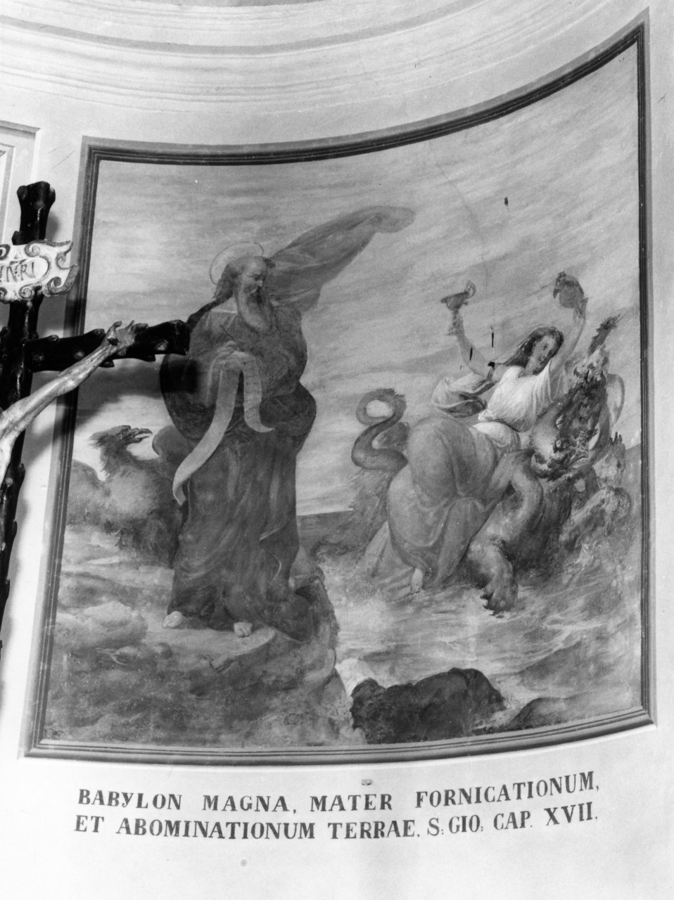 san Giovanni Evangelista e il Castigo di Babilonia, San Giovanni Evangelista (dipinto murale) - ambito toscano (secc. XIX/ XX)
