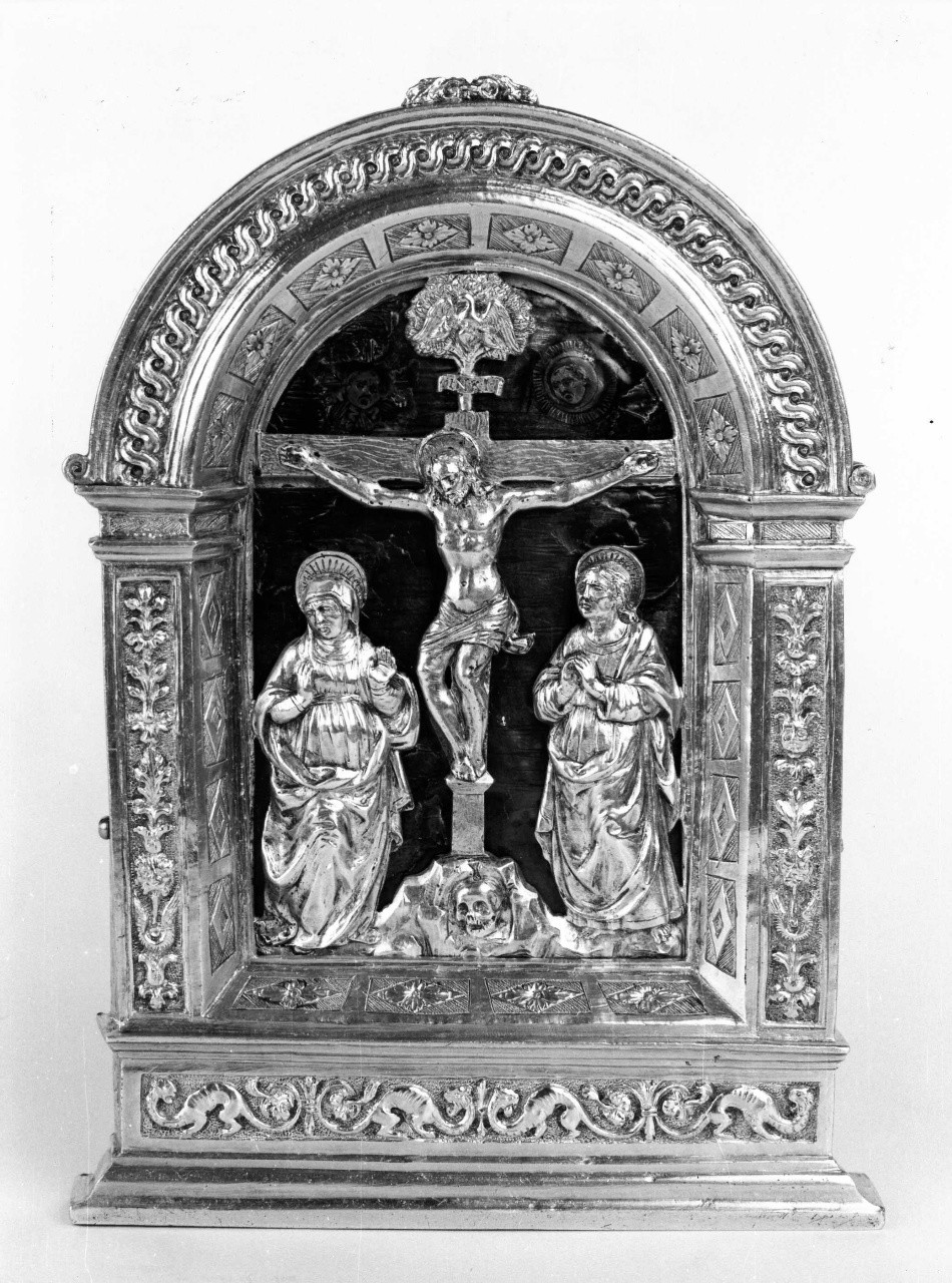 Cristo crocifisso con la Madonna, san Giovanni Evangelista (pace) - manifattura fiorentina (sec. XVI)
