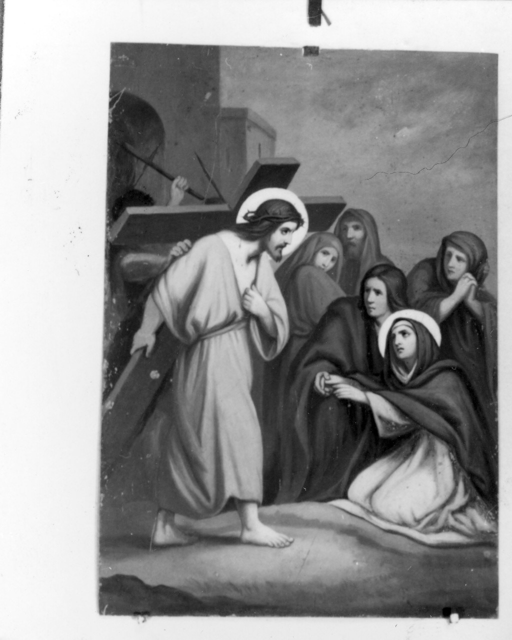stazione IV: Gesù incontra la Madonna (dipinto) - manifattura emiliana (fine sec. XIX)