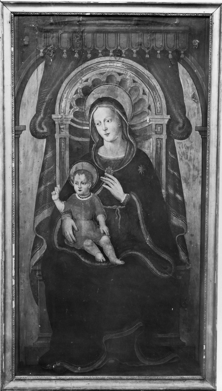 Madonna con Bambino in trono (dipinto) di Maestro di Marradi (attribuito) (seconda metà sec. XV)