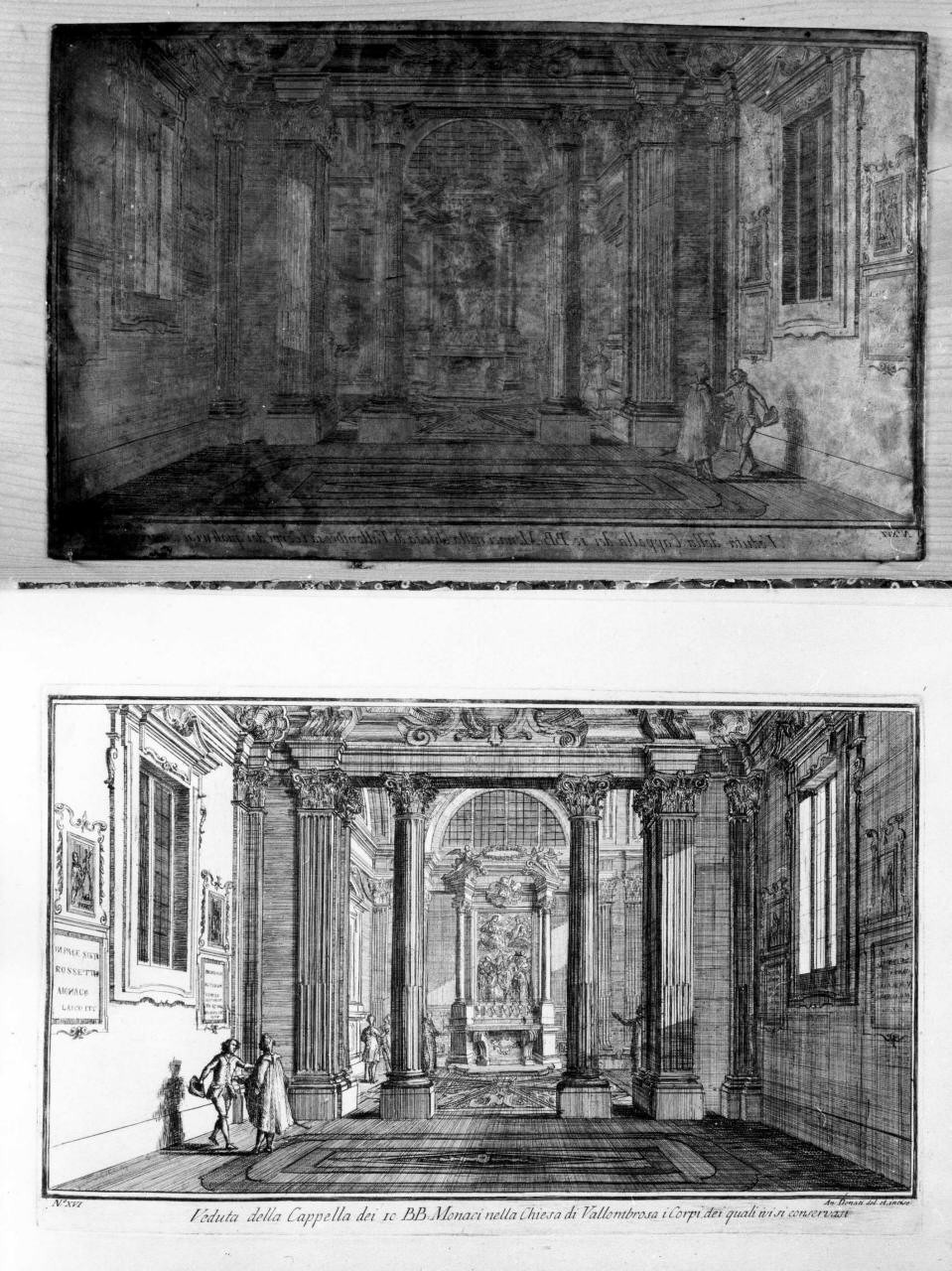 interno dell'Abbazia di Vallombrosa (stampa) di Donati Antonio (sec. XVIII)