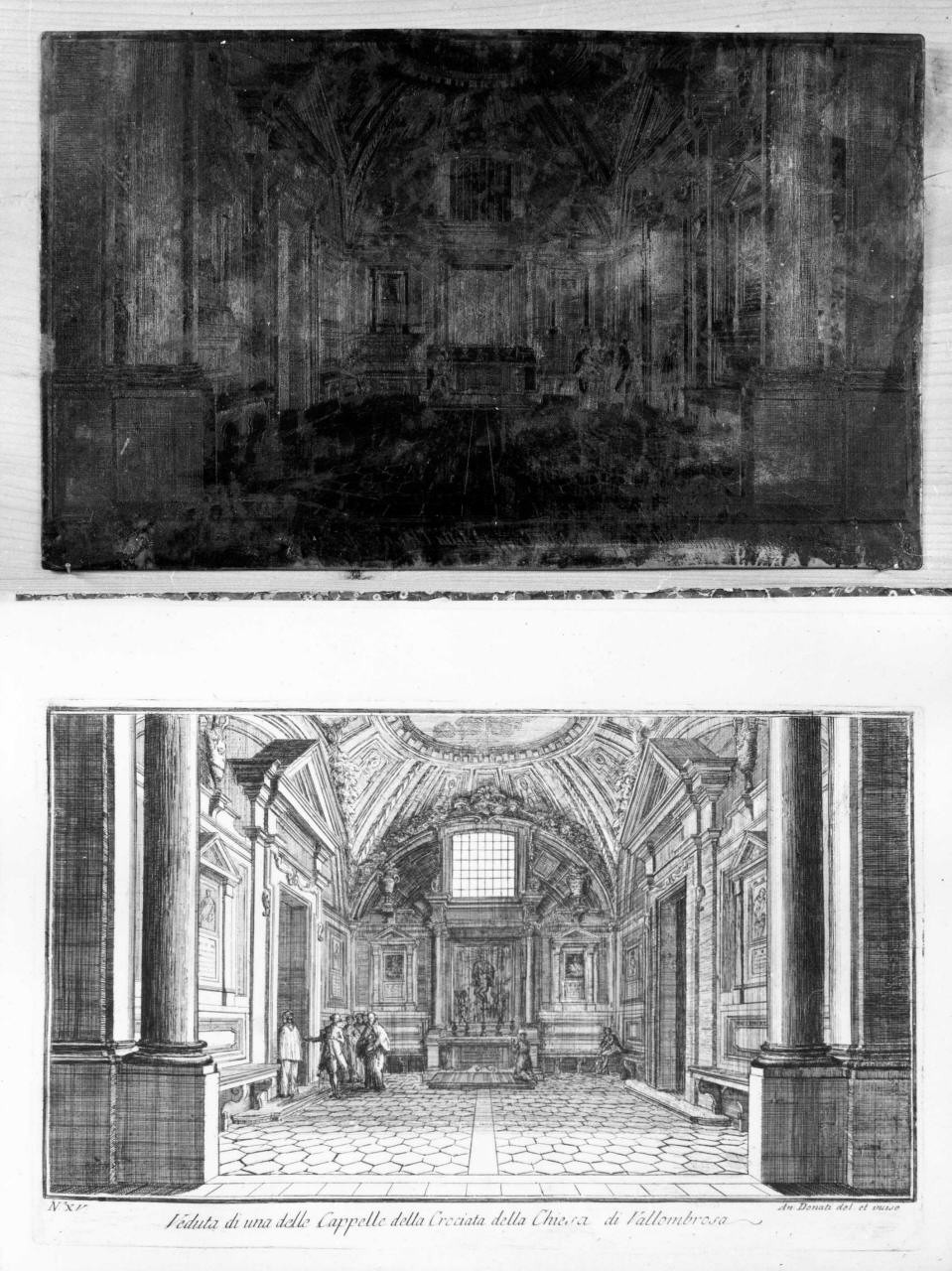 interno dell'Abbazia di Vallombrosa (stampa) di Donati Antonio (sec. XVIII)