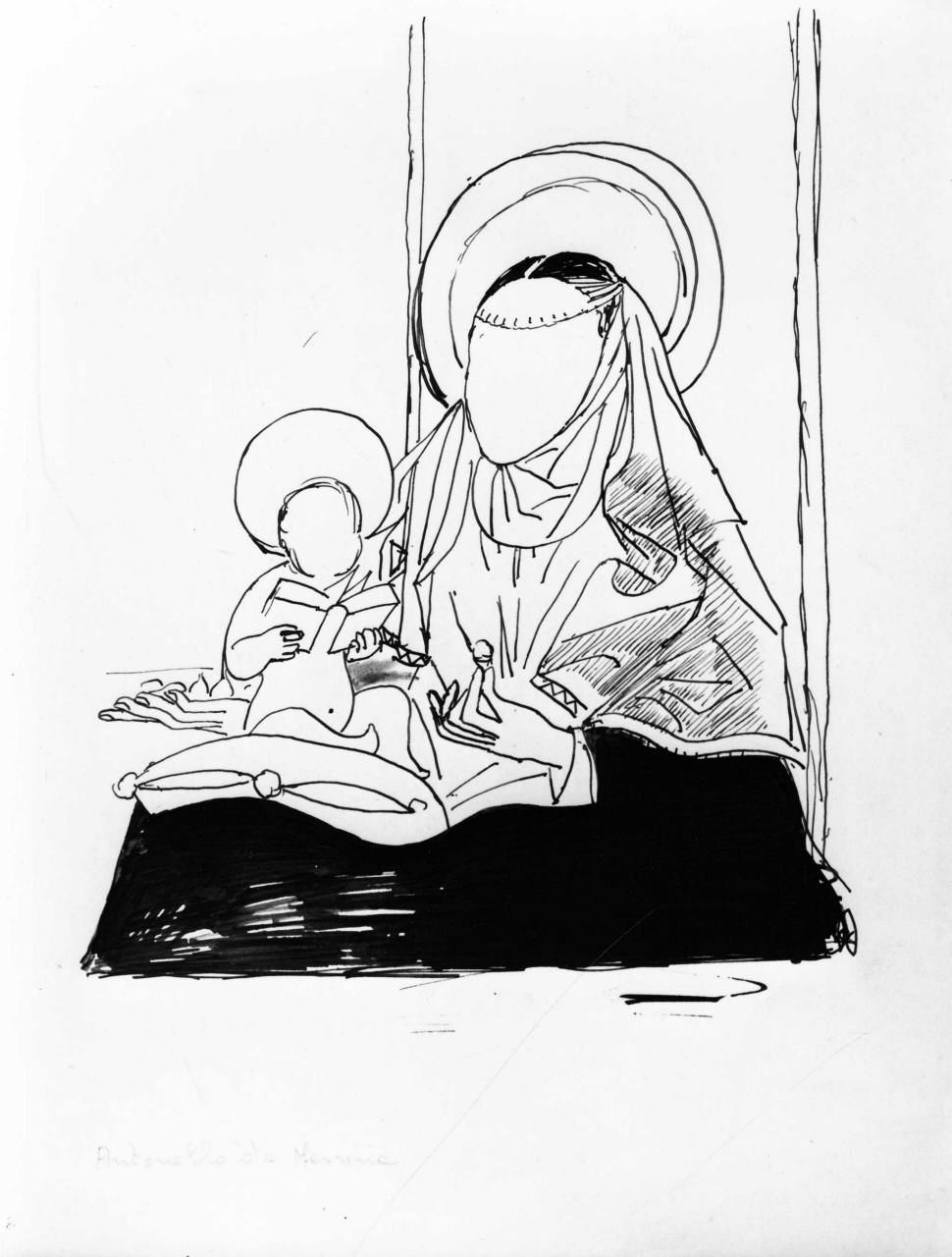 Madonna delle pere, Madonna con Bambino (disegno) di Longhi Roberto (sec. XX)