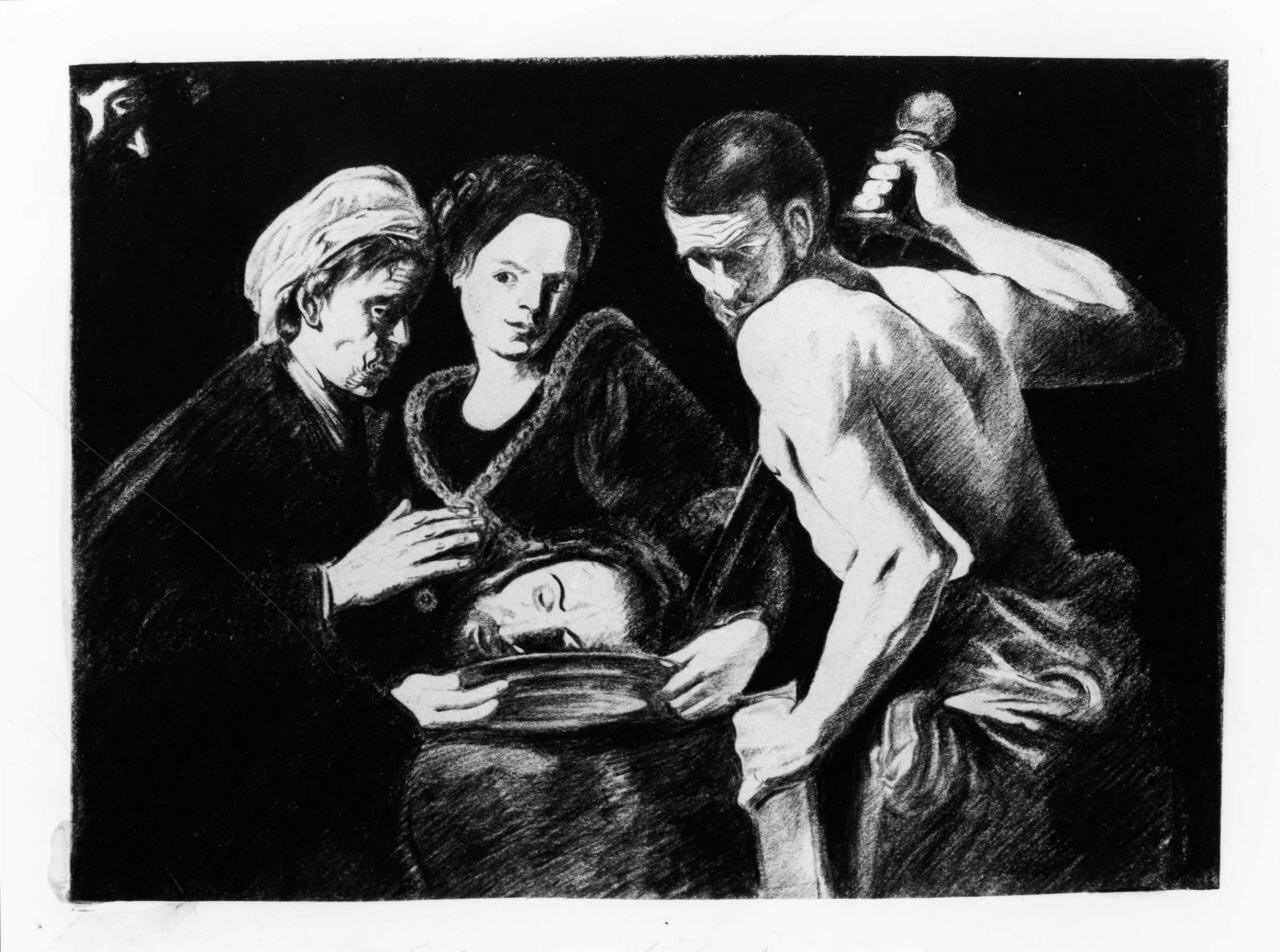 Salome con la testa di San Giovanni Battista sul piatto (disegno) di Longhi Roberto (sec. XX)