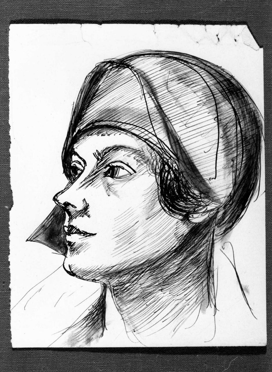 ritratto di Anna Banti (disegno) di Longhi Roberto (sec. XX)