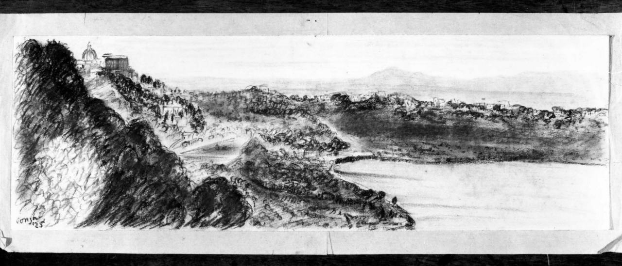 veduta di Castelgandolfo (disegno) di Longhi Roberto (sec. XX)