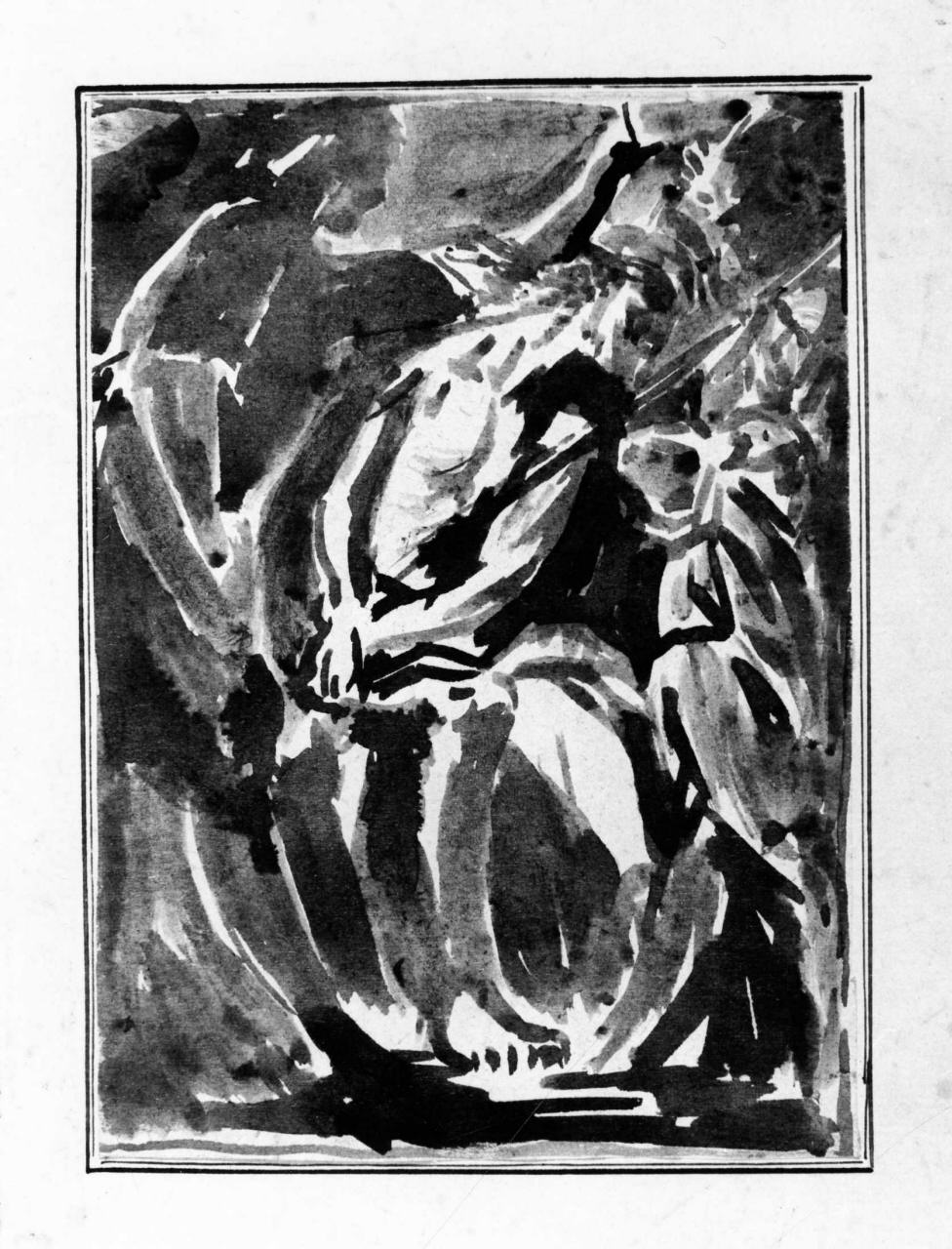 Cristo incoronato di spine (disegno) di Longhi Roberto (sec. XX)