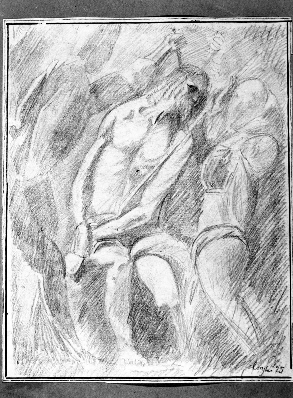Cristo incoronato di spine (disegno) di Longhi Roberto (sec. XX)