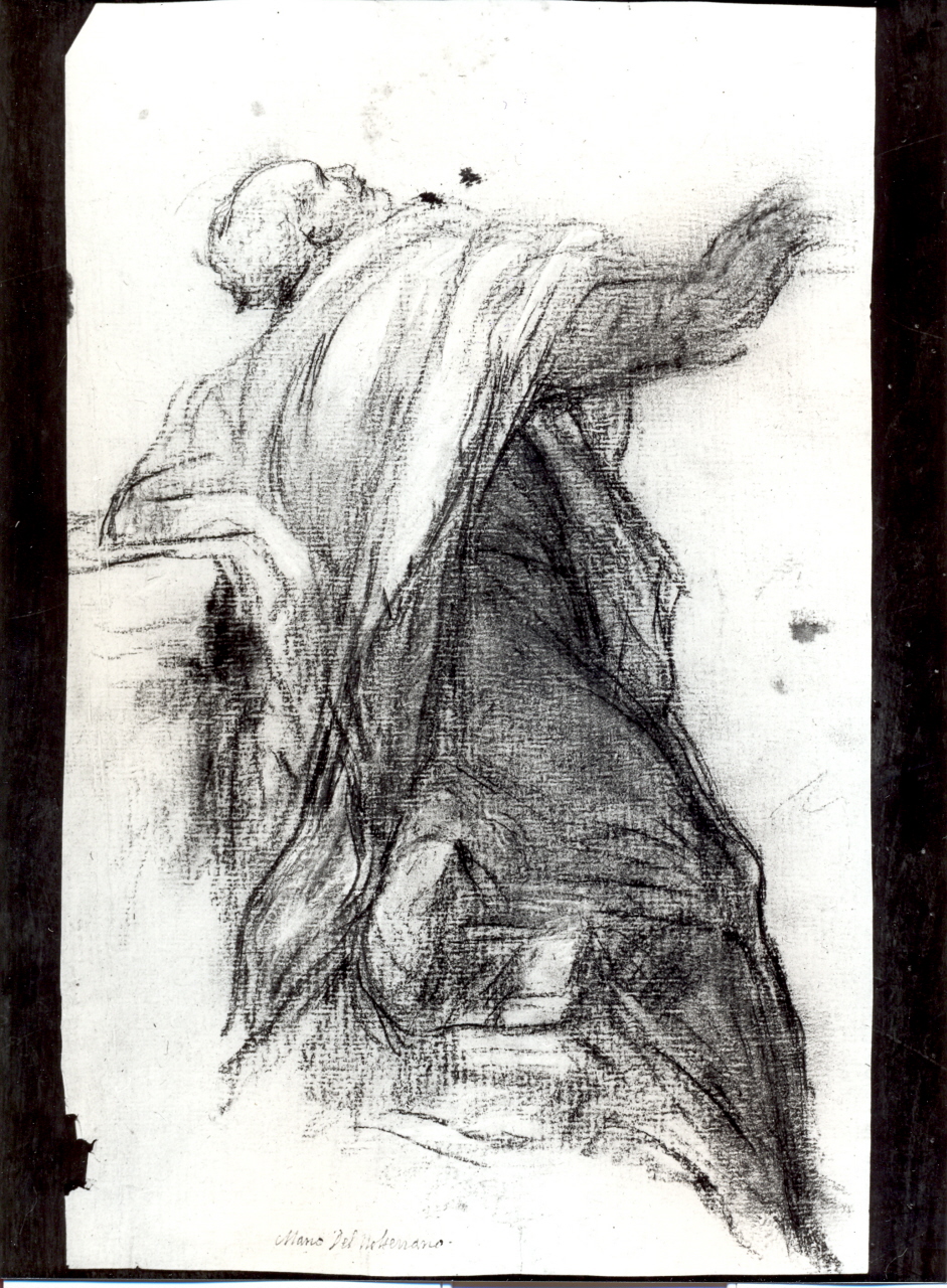 figura maschile panneggiata di spalle (recto)// studi per la testa, la veste e il braccio (verso) (disegno) di Franceschini Baldassarre detto Volterrano (sec. XVII)