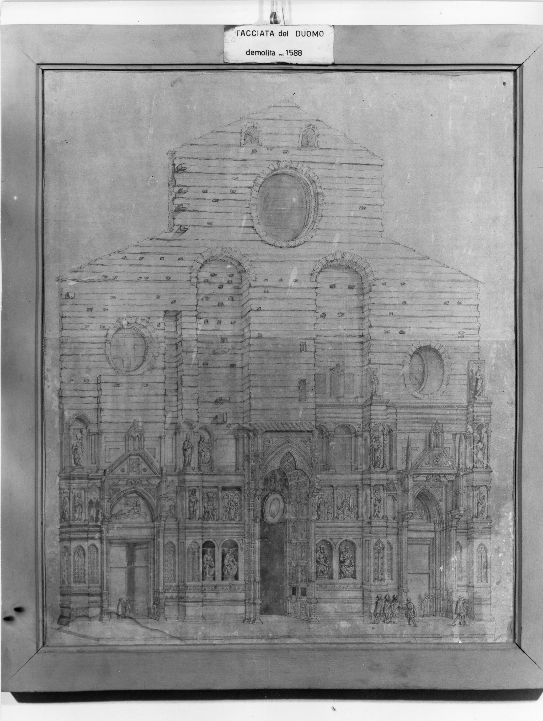 La facciata della chiesa di Santa Maria del Fiore demolita nel 1587 (disegno) di Barbatelli Bernardino detto Poccetti (sec. XVI)