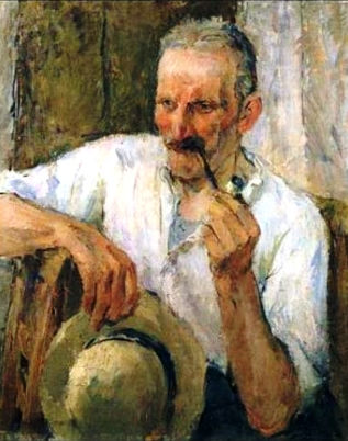 Ritratto dello zio, Ritratto di uomo con pipa (dipinto, opera isolata) di Avveduti, Giulio (XX)