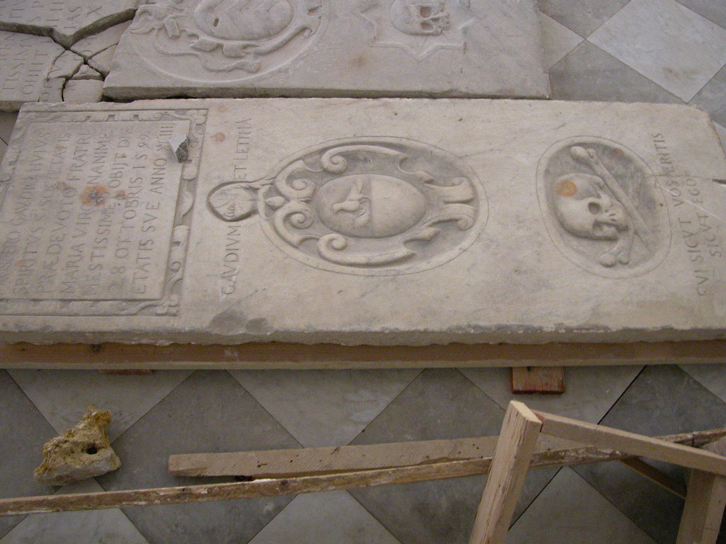 stemma, teschio (lapide tombale) - ambito siciliano (fine XVI)