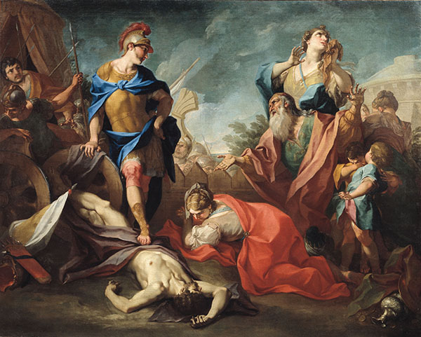 Achille consegna alla famiglia il corpo di Ettore (dipinto, opera isolata) di Balestra Antonio (attribuito) (prima metà Sec. XVIII)
