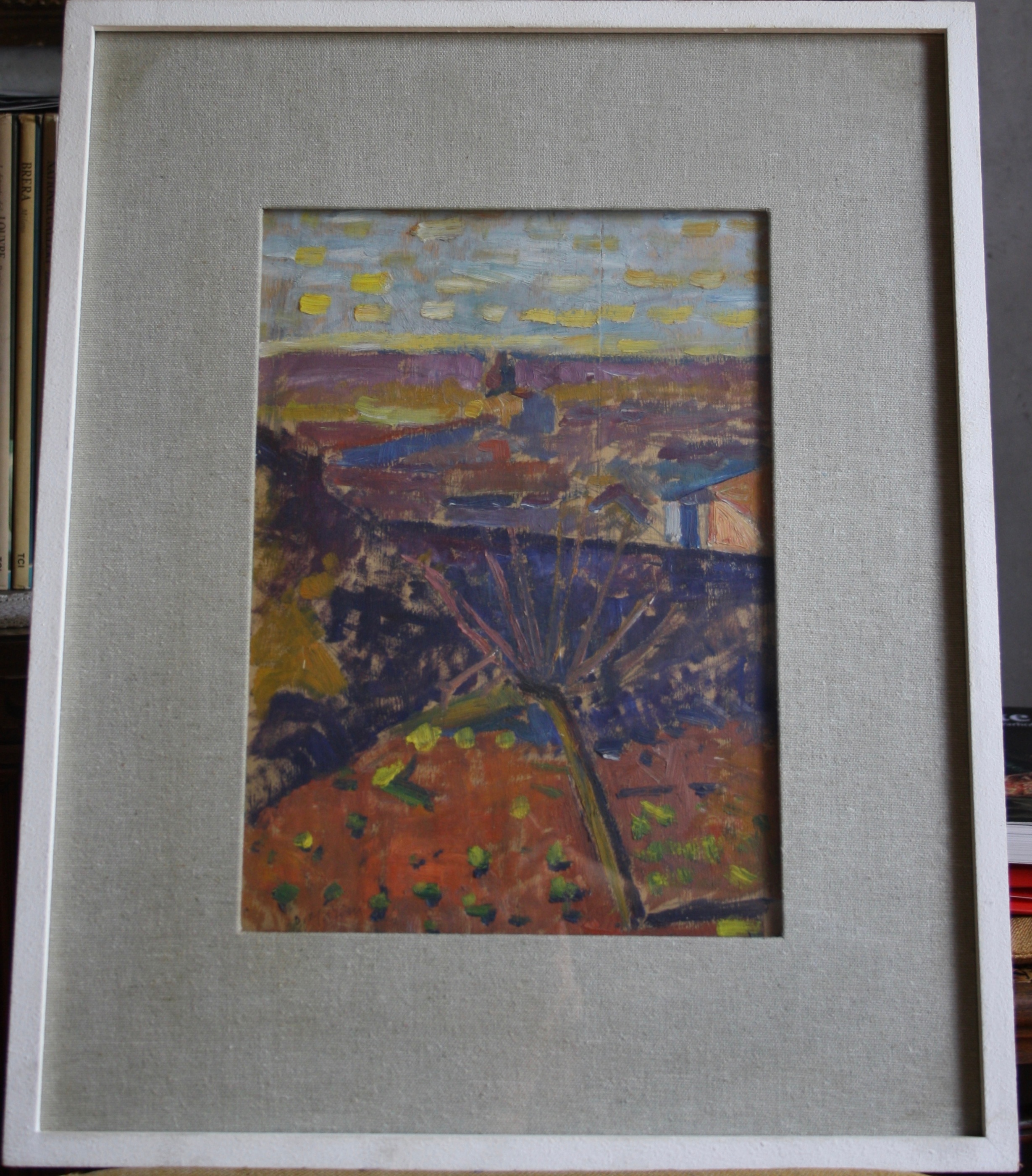 Veduta di Castiglione delle Stiviere, paesaggio (dipinto) di Marini Oreste (XX)