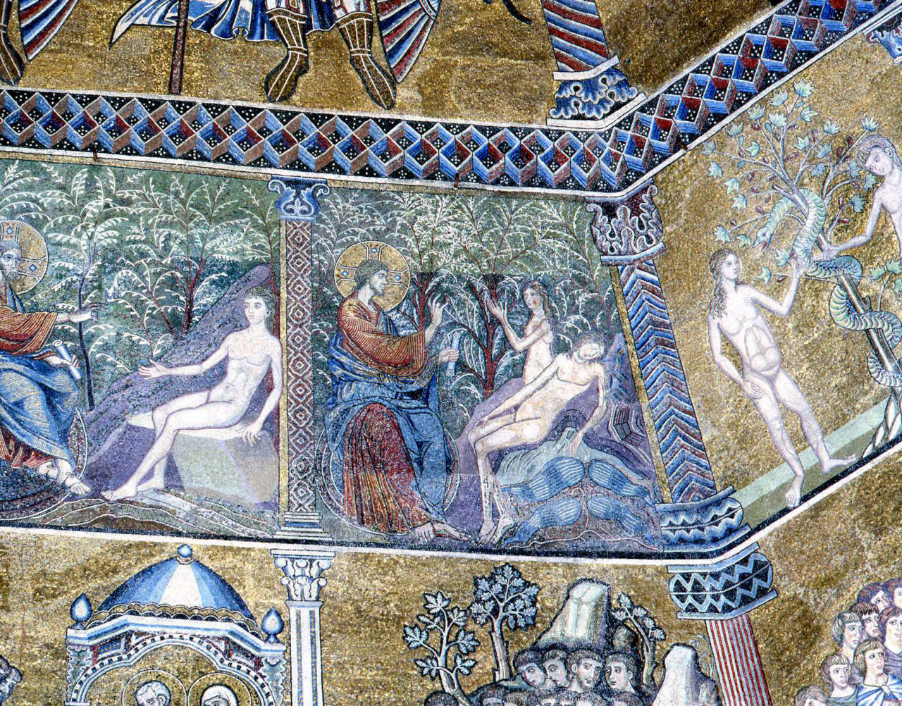 creazione di Eva (decorazione musiva) - bottega fiorentina (secc. XIII/ XIV)