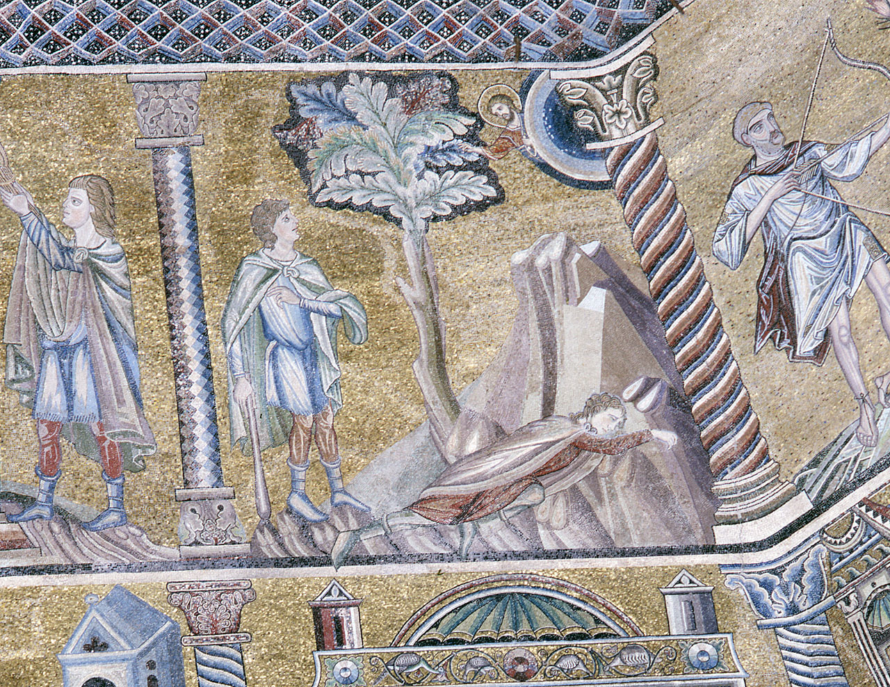 Caino uccide Abele (decorazione musiva) - bottega fiorentina (secc. XIII/ XIV, secc. XIX/ XX)