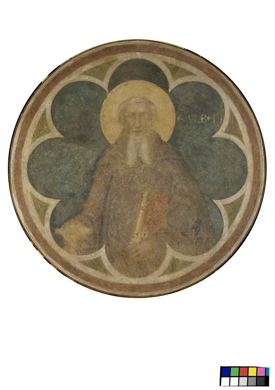busto di San Giovanni Gualberto (dipinto murale staccato) di Nelli Pietro (attribuito) (sec. XIV)