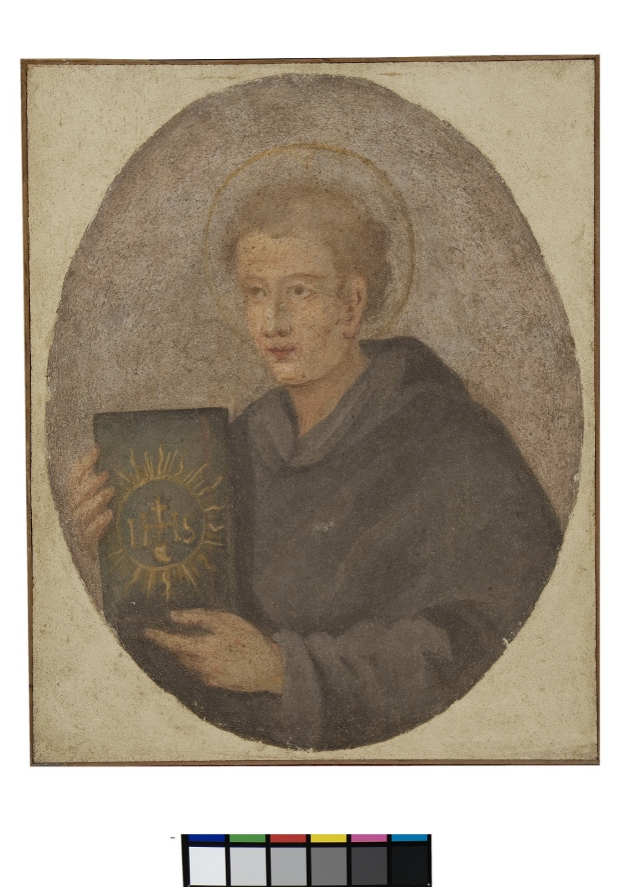 San Bernardino da Siena (dipinto murale staccato) - ambito fiorentino (secc. XVII/ XVIII)