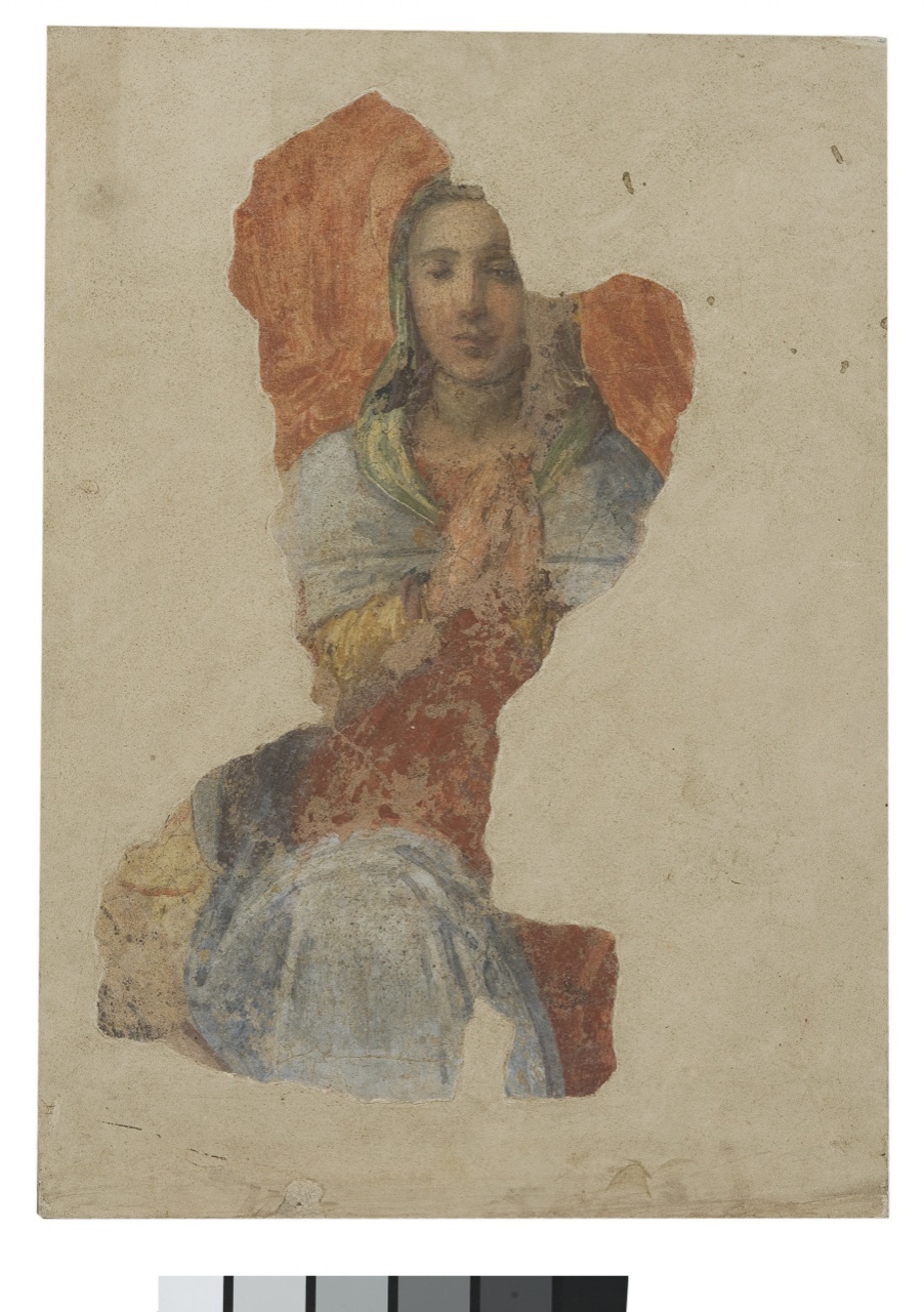 Madonna Assunta (dipinto murale staccato, frammento) - ambito fiorentino (sec. XVI)