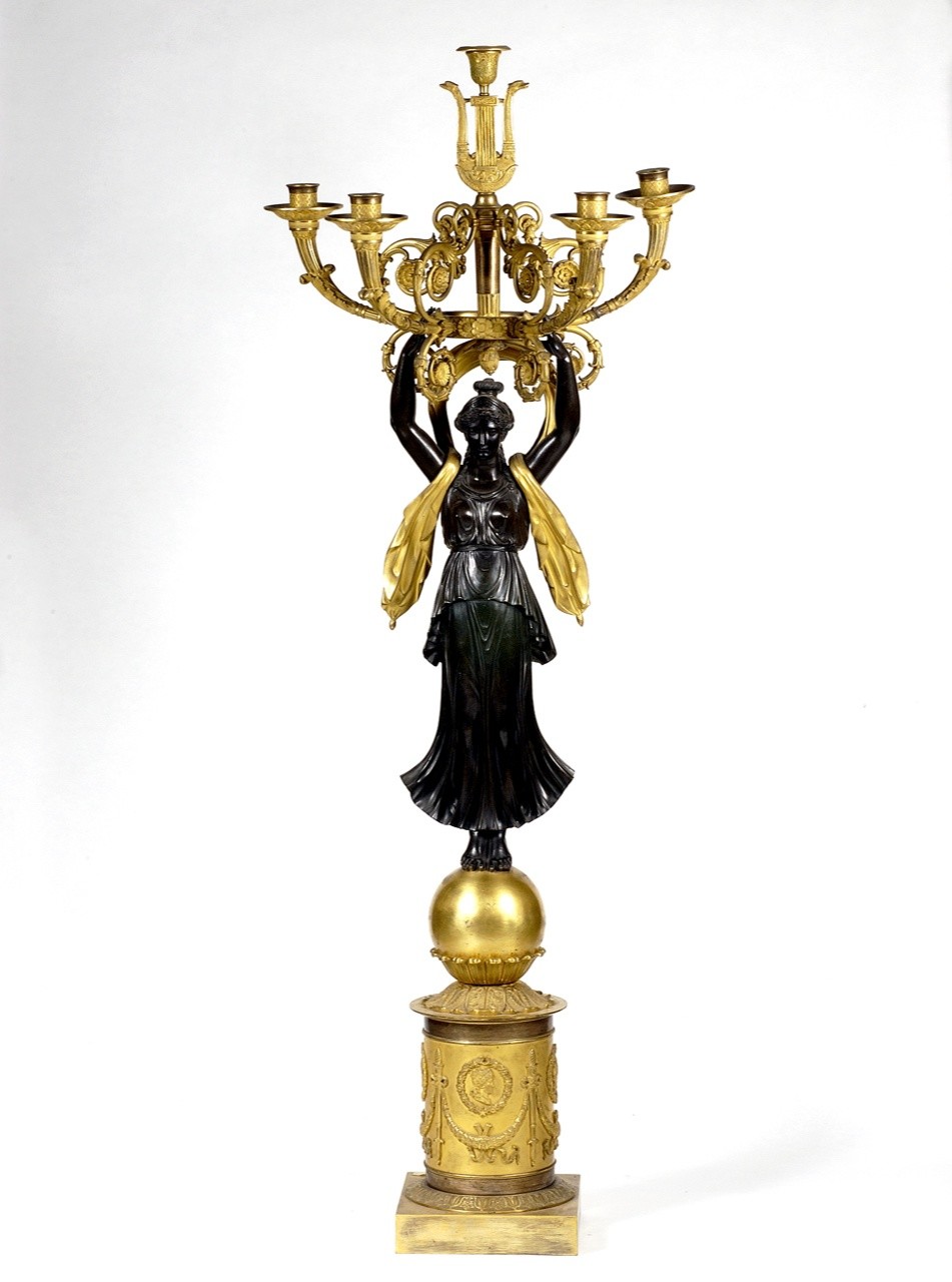 candelabro - a statua, coppia - bottega francese (primo quarto sec. XIX)