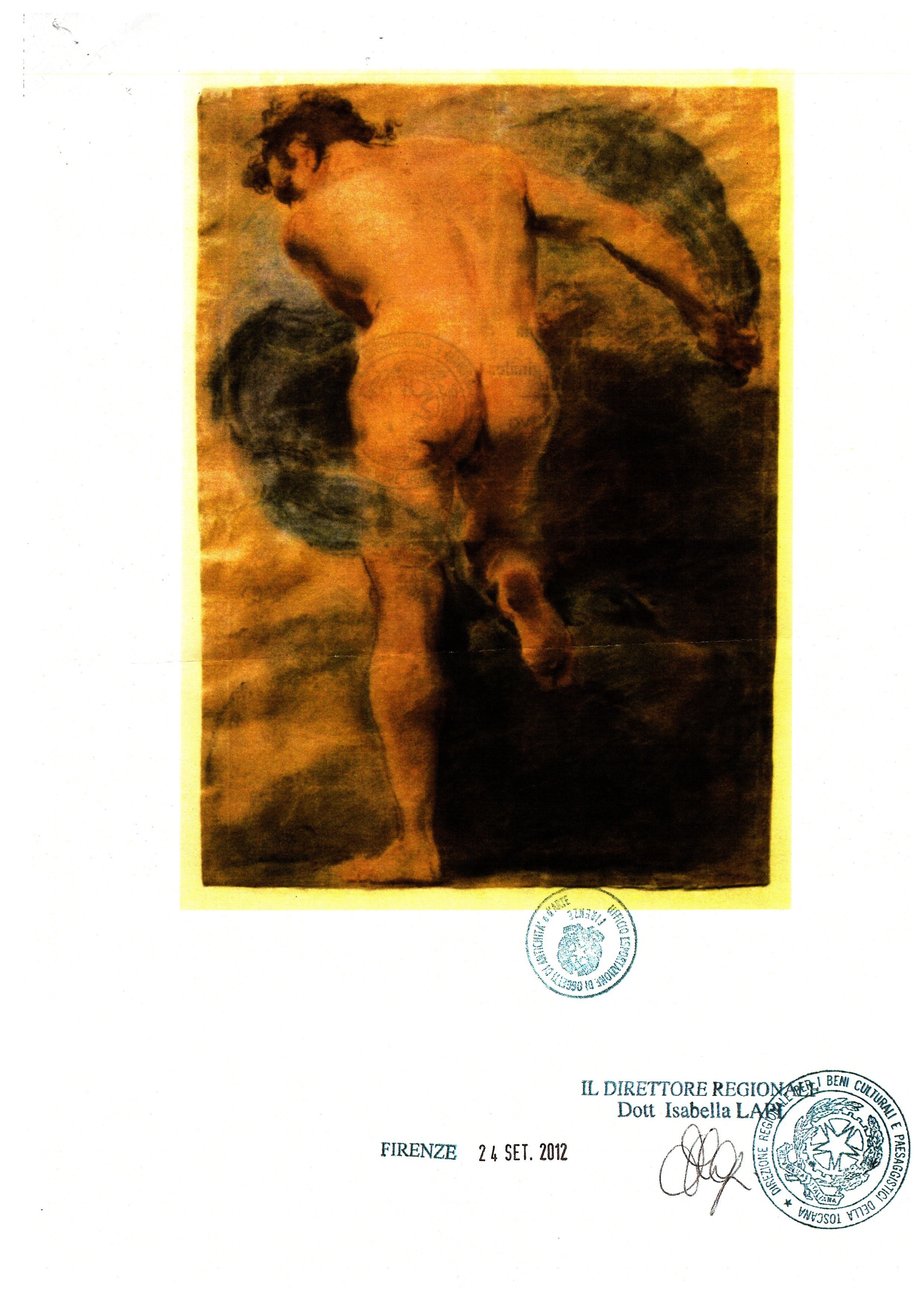 Nudo maschile accademico di schiena (disegno) di Gandolfi Gaetano (attribuito) (seconda metà XVIII)