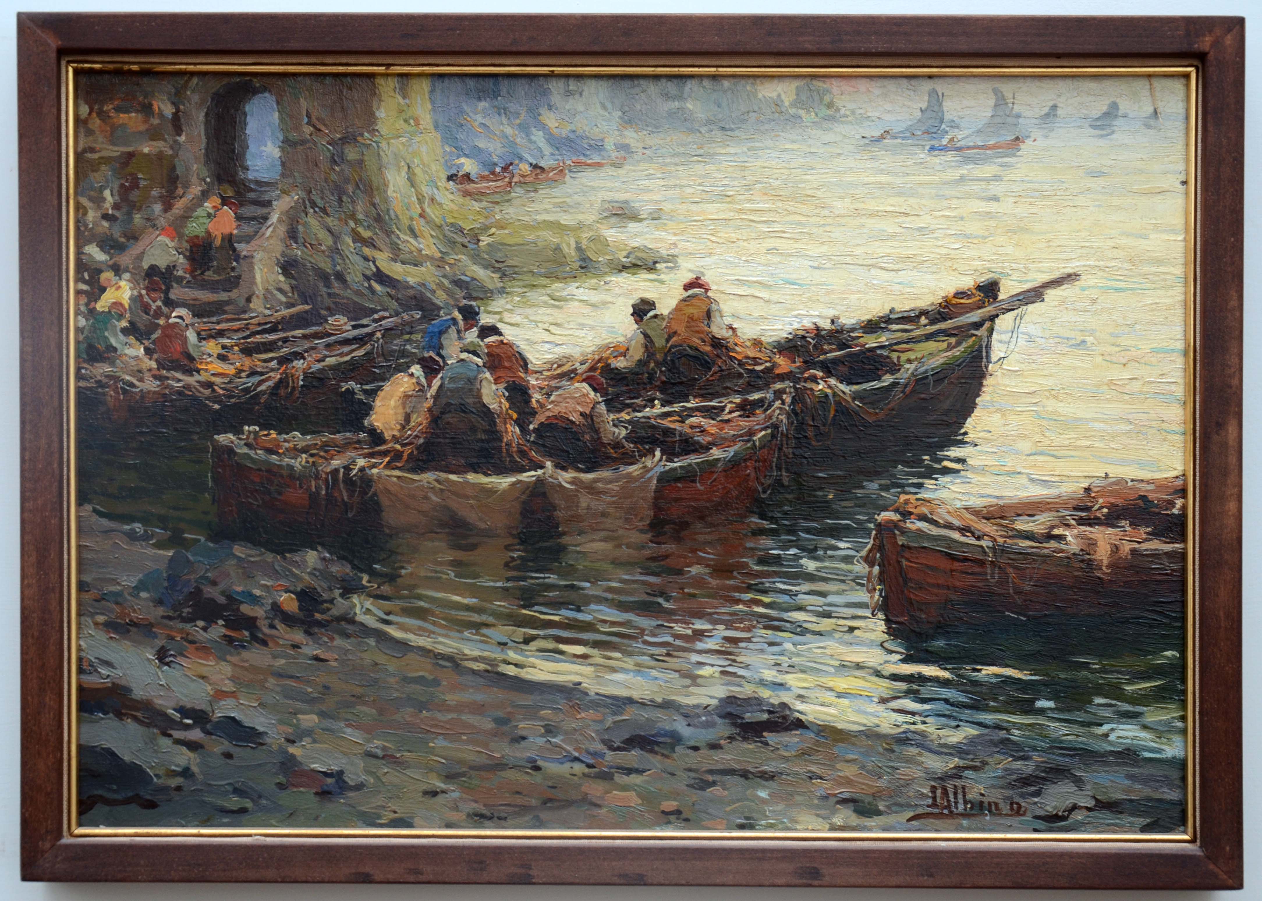 barche, barche (dipinto) di Luca Albino - ambito salernitano (prima metà XX)