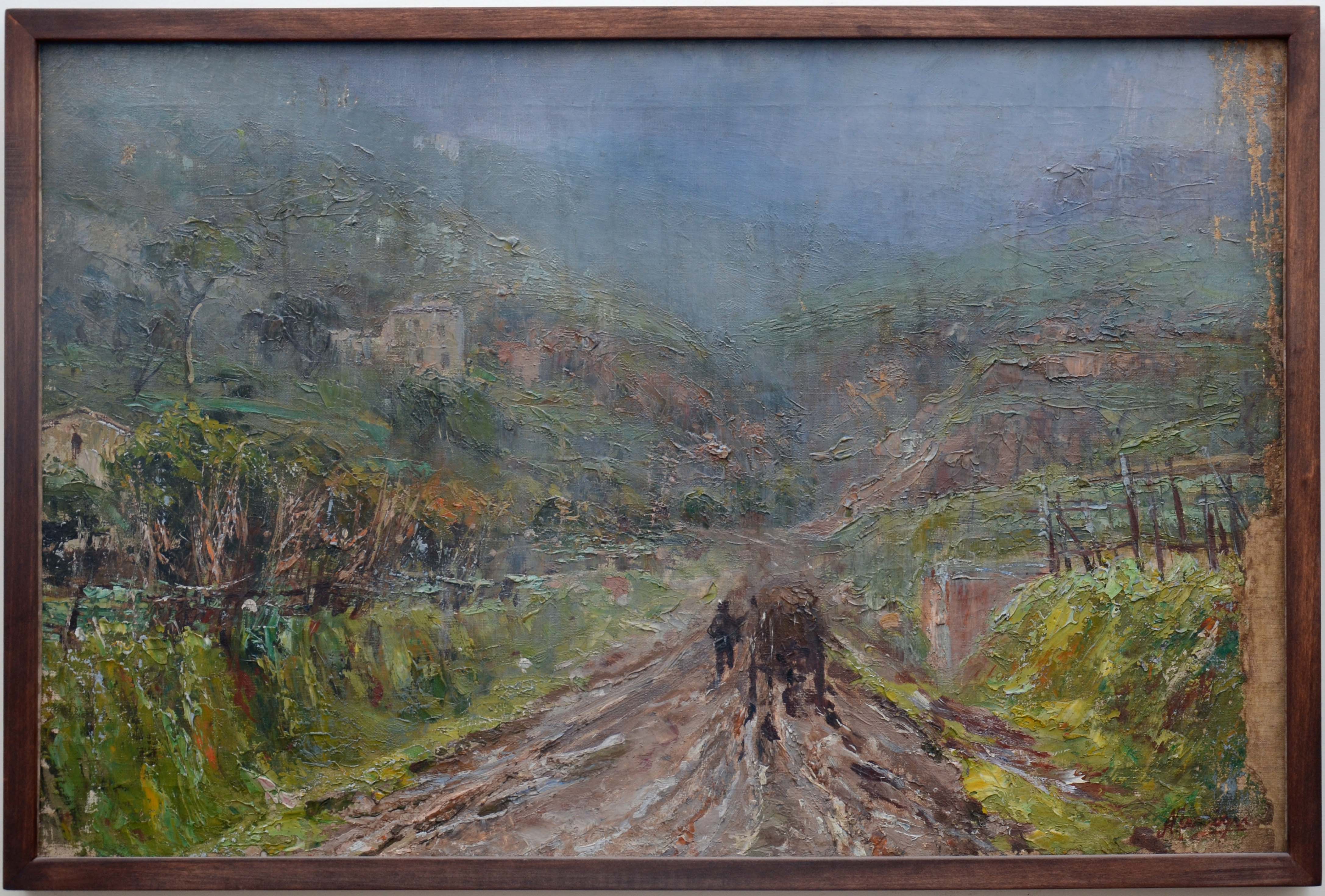 Paesaggio piovoso, Paesaggio piovoso (dipinto) di Antonio Ferrigno - ambito salernitano (prima metà XX)