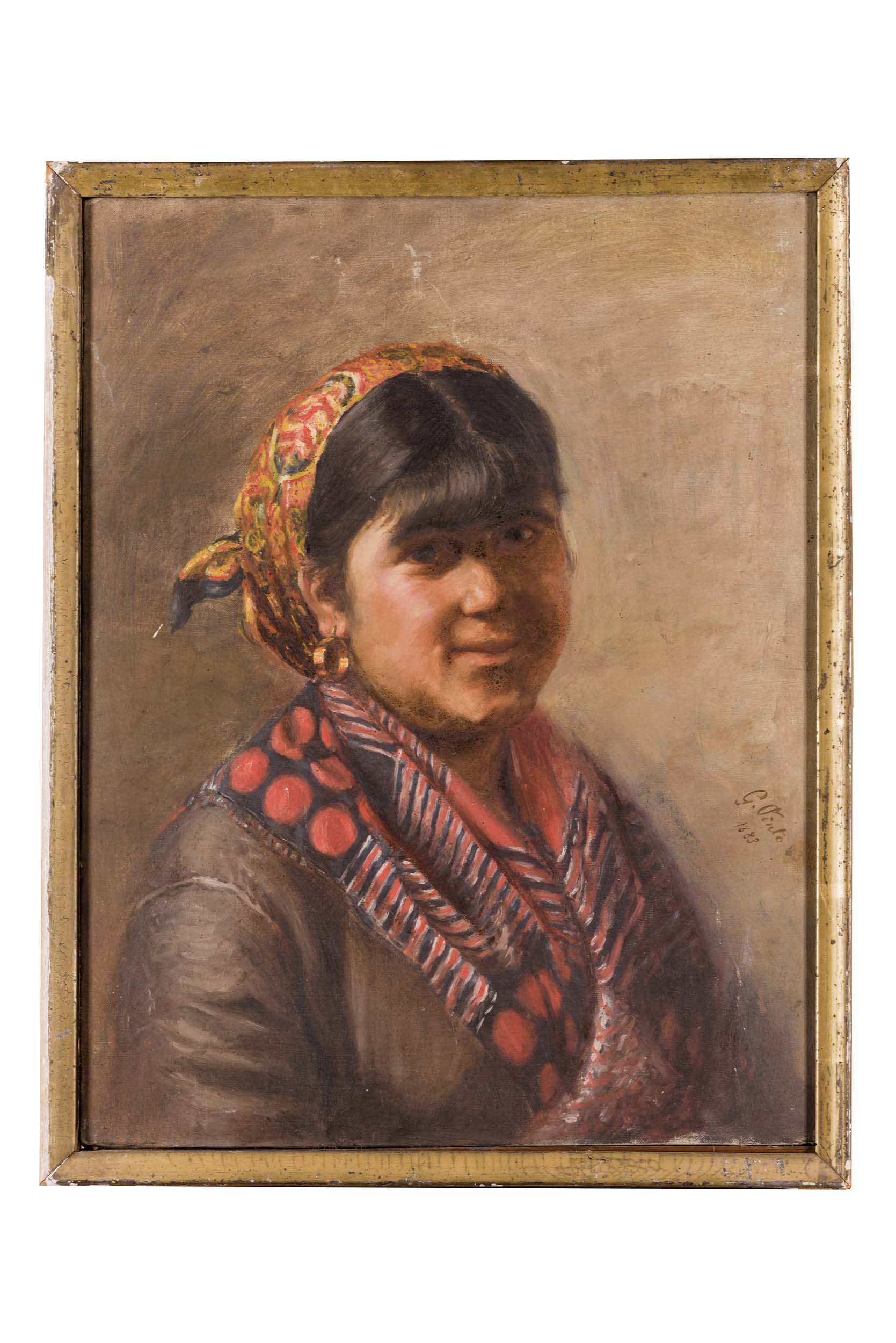 ritratto di donna, ritratto di donna (dipinto) di Pinto G (attribuito) - ambito campano (seconda metà XIX)