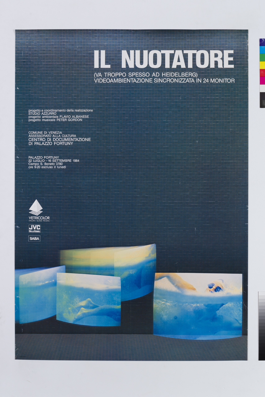 veduta parziale dell'installazione Il nuotatore dello Studio Azzurro (manifesto) - ambito veneto (XX)