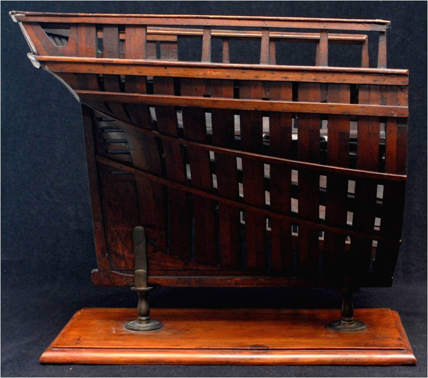 modello, sezione poppiera di nave (XIX)