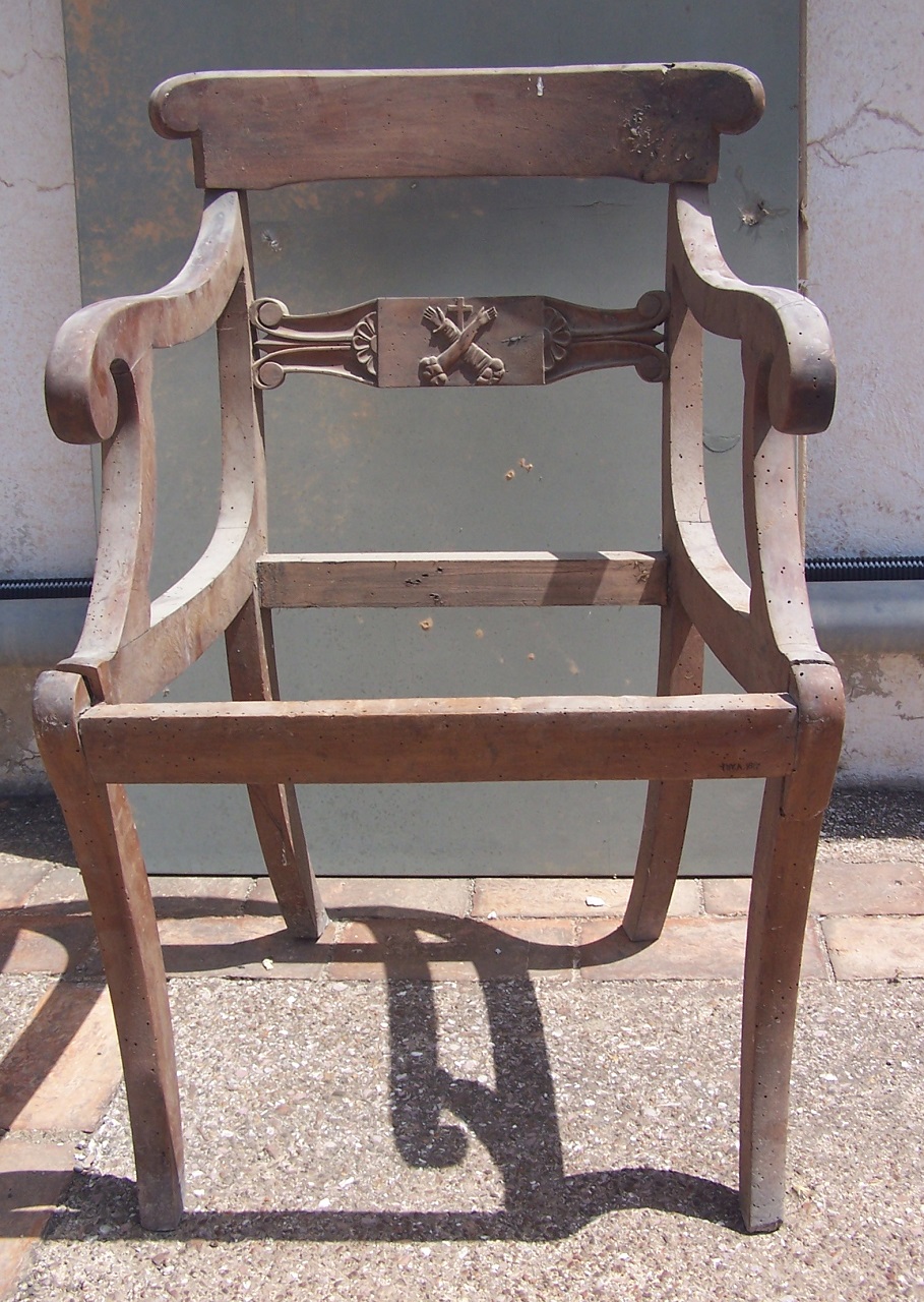 Emblema francescano (sedia da chiesa, opera isolata) - bottega Italia meridionale (prima metà XIX)